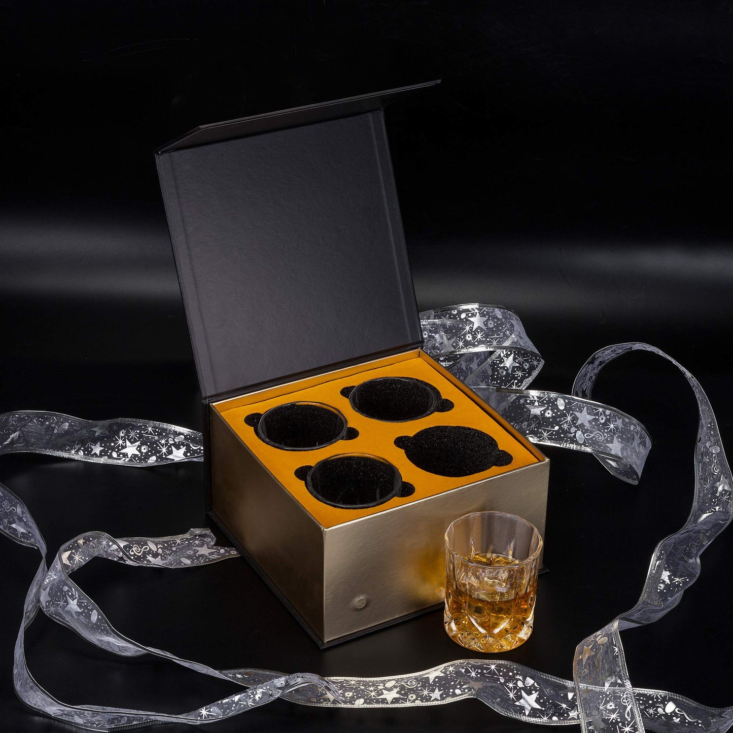 KANARS Whiskey Glasses Set of 4 - 300ml Old Fashioned Cocktail Glass - Premium Crystal Tumblers for Scotch, Whisky, Bourbon, Rum and Vodka - Unique Gift for Father's Day