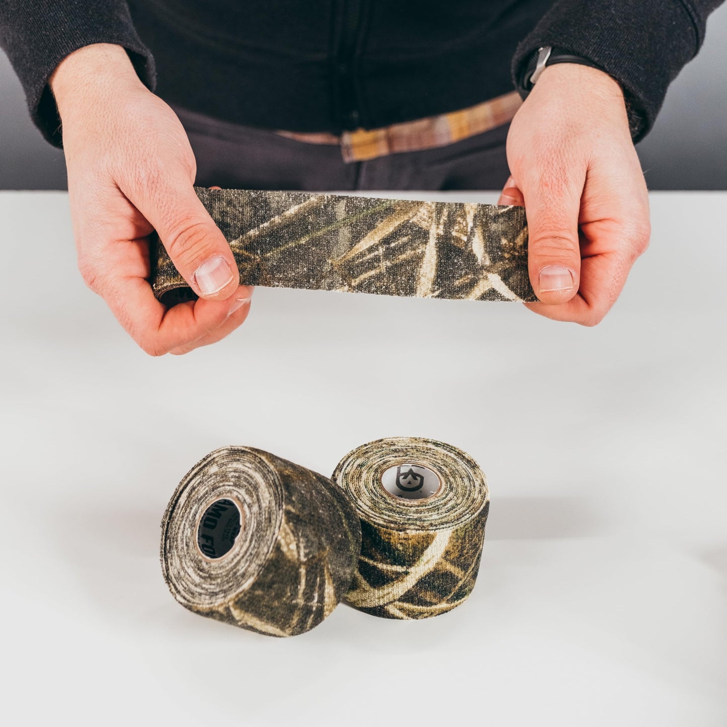 GEAR AID Camo Form Self-Cling and Reusable Fabric Camouflage Wrap, Adds Grip and Shield Hands from Hot or Cold Surfaces to Protect You and Your Equipment, Realtree Edge, 2” x 144” Roll, 2 Pack