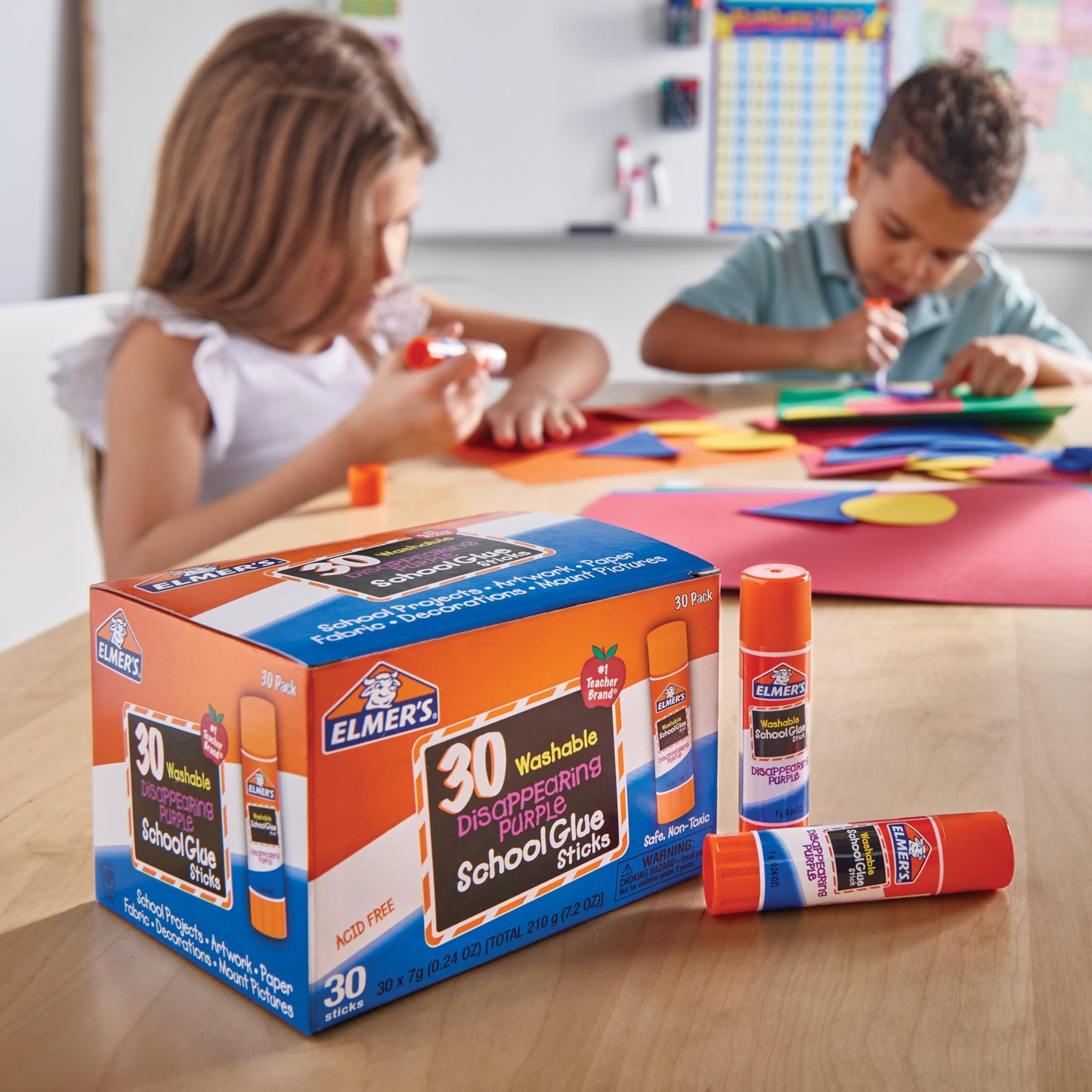 Elmer's Disappearing Purple School Glue Sticks, 0.24 oz Each, 30-Count Class Pack (E555)