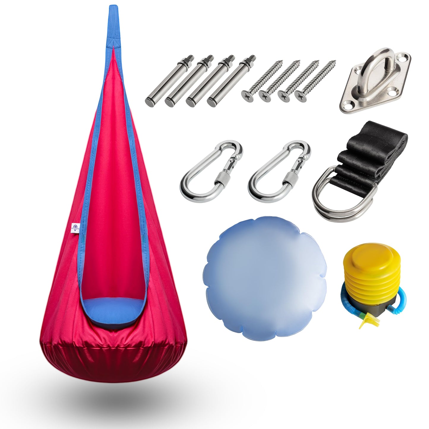 ACTIVITIS Kids Pod Swing Seat, Child Hanging Hammock Chair with Inflatable Seat Cushion, Sensory Room Swing Seat for Indoor and Outdoor Use with Inflatable Pillow, 100% Cotton, Durable Portable