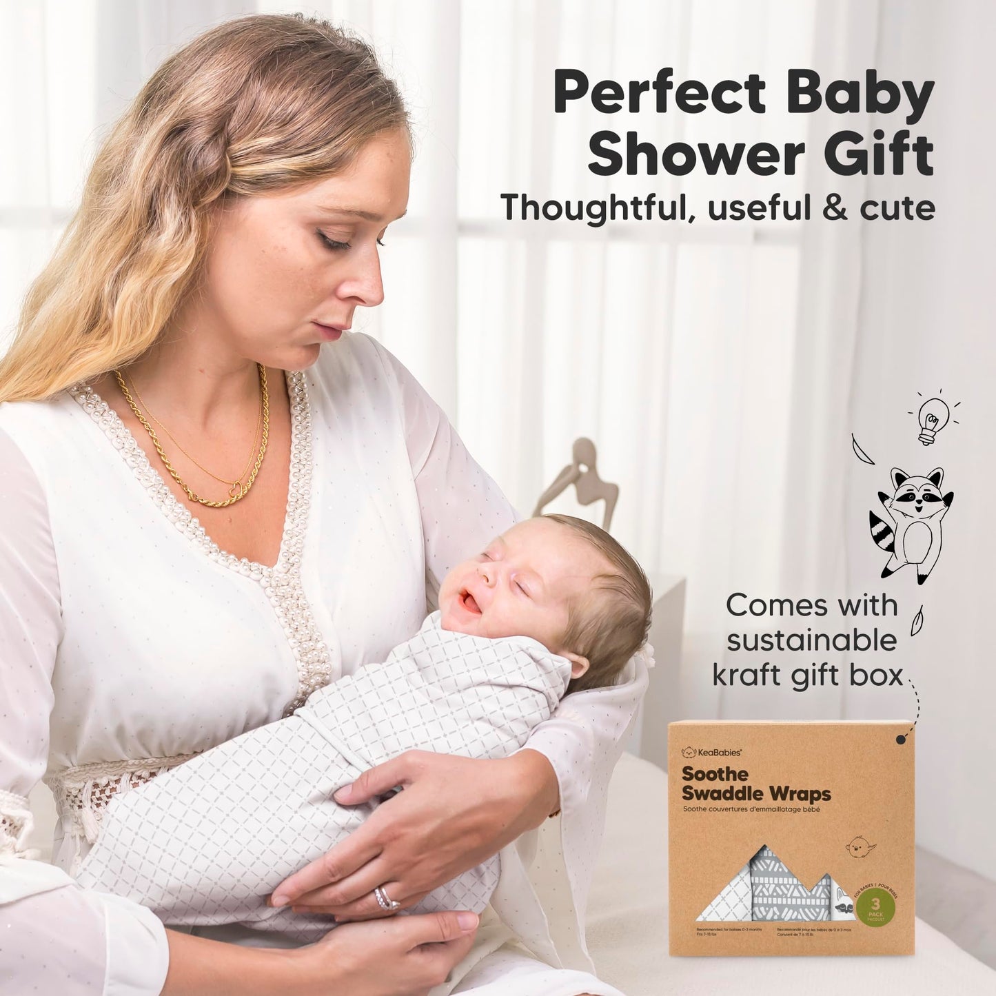 3-Pack Organic Baby Swaddle Sleep Sacks - Swaddles for Newborns, Infant 0-3 Months, Baby Girls, Boys, Soft & Snug Newborn Sleep Sack, Nursery Swaddling Blankets, Easy to Use (Nordic, OS)