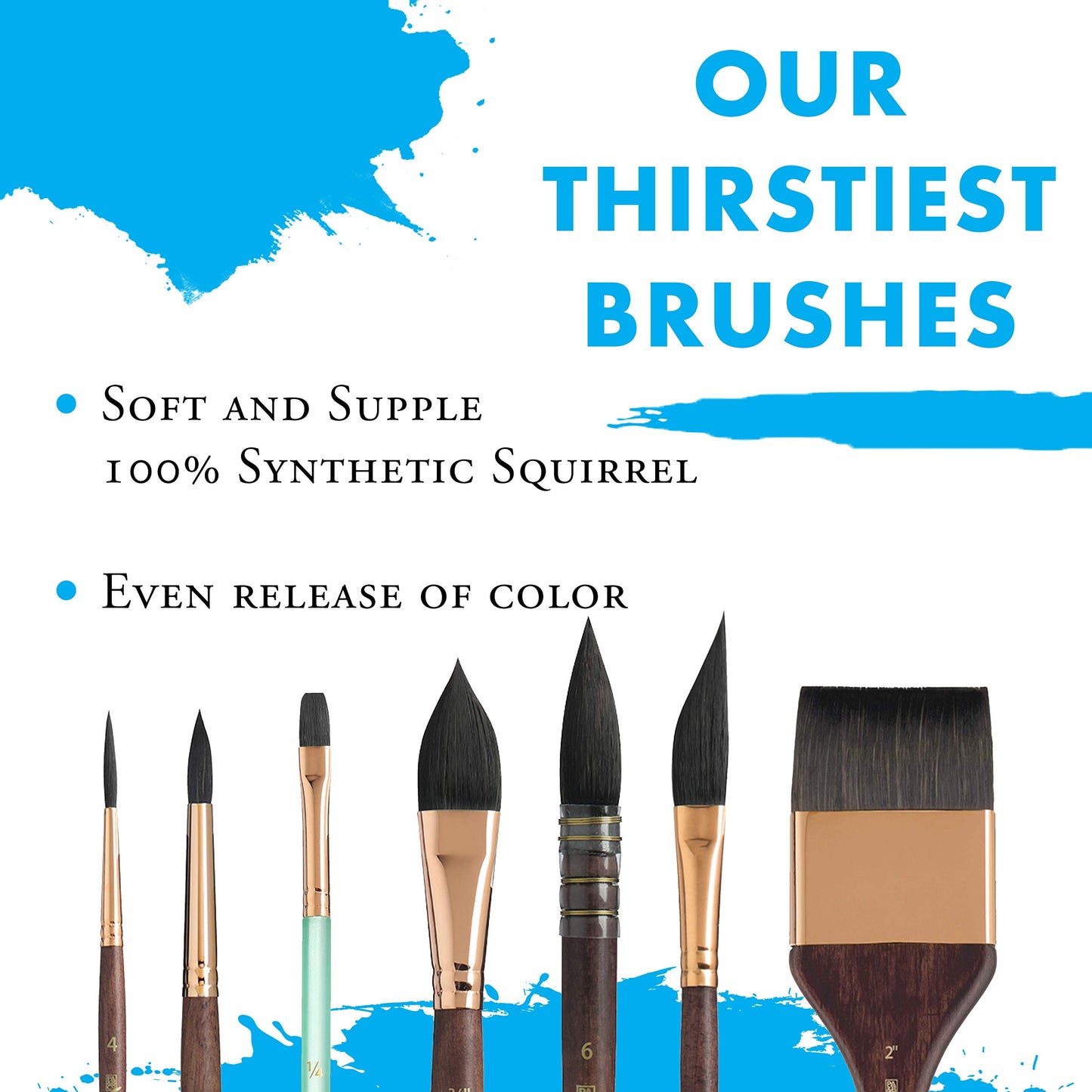 Princeton Artist Brush Neptune Series 4750-4-Piece Synthetic Squirrel Watercolor Paint Brush Set- Includes Aquarelle ¾” Oval Wash ½ & 2 Round Brushes Sizes 4 & 12