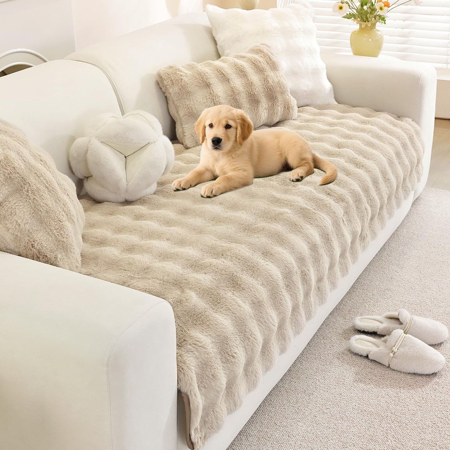 Royhom Couch Cover for Dogs, Sofa Covers 3 Seater, Pet Couch Protector for Dogs, Pet Blanket for Sofa Washable (Khaki, 35.4 x 70.9 Inch)