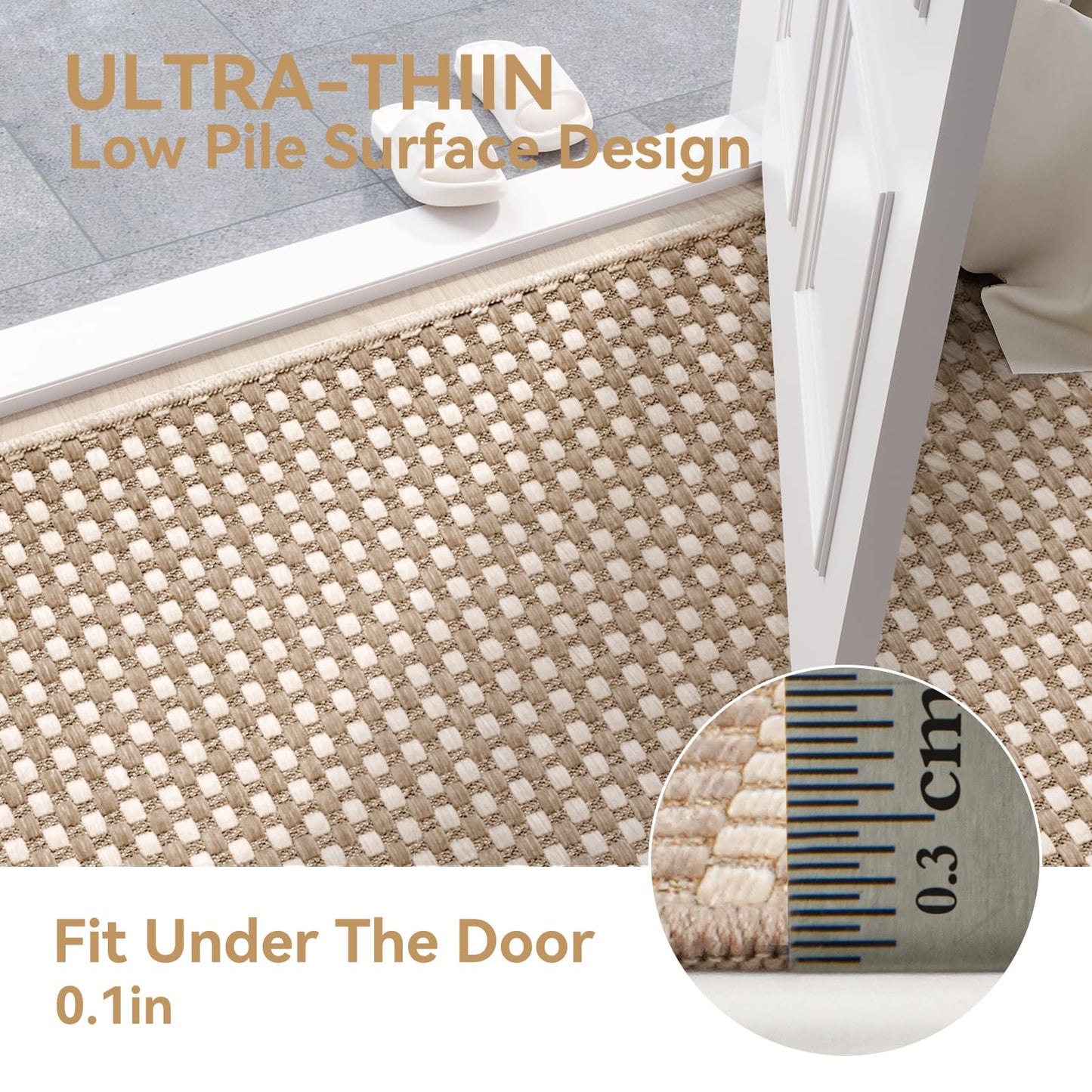 YDKGL 2x3 ft Indoor Door Mat Entryway Rug Non Slip Woven Washable Area Rugs Kitchen Mats for Floor, Front Entry Rug Entrance Doormat for Hall Porch Bathroom Kitchen Bedroom, Easy Clean, Brown 24"x36"