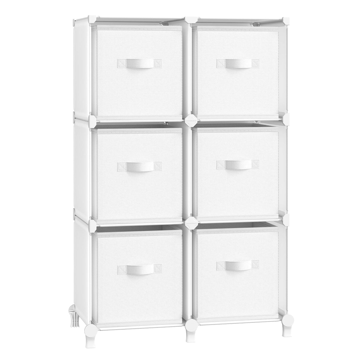 SONGMICS Cube Storage Organizer with Storage Boxes, 6-Cube Organizer, 6 Collapsible Non-Woven Fabric Bins, Customizable, Space-Saving, Living Room, Cloud White ULPC062W06