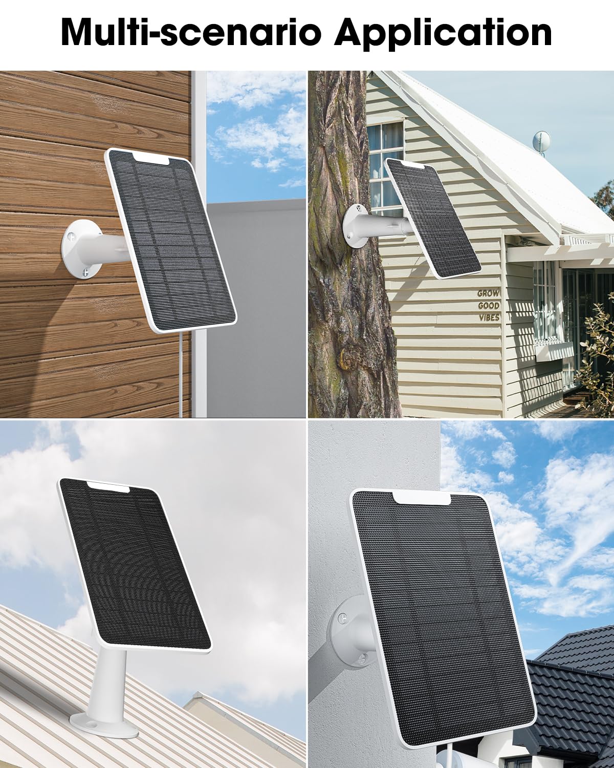 Solar Panel Charger Compatible with Google Nest Camera Outdoor & Indoor (Battery Version), Solar Power for Google Nest Cam, IP65 Weatherproof, with Secure Wall Mount & Screwdriver, 13ft Cable, 2 Pack