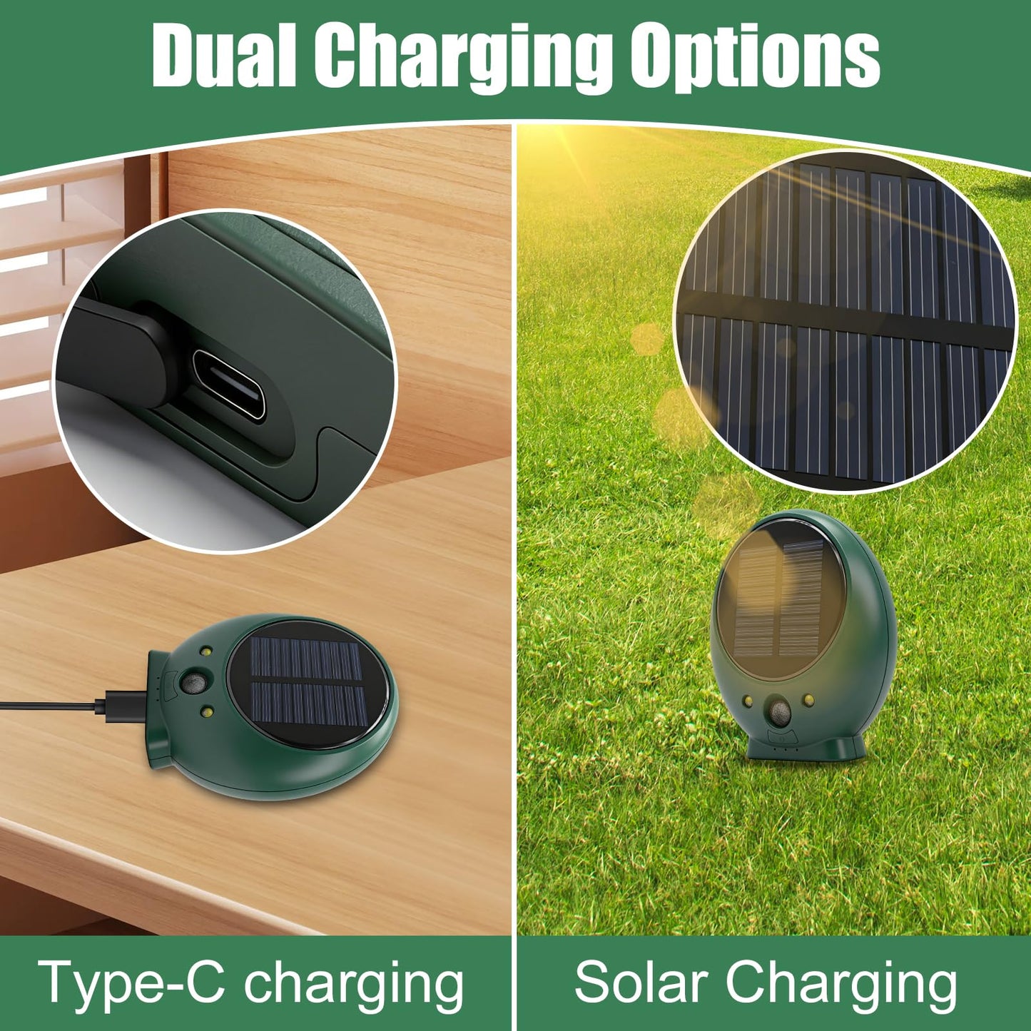 OBEST Solar Animal Deterrent, Cat Deterrent Outdoor with Motion Sensor, Ultrasonic & Strobe Light, Waterproof Yard & Garden Protector for Deer, Cat, Racoon, Squirrel, Rodents, Sound Frequency 8kHZ