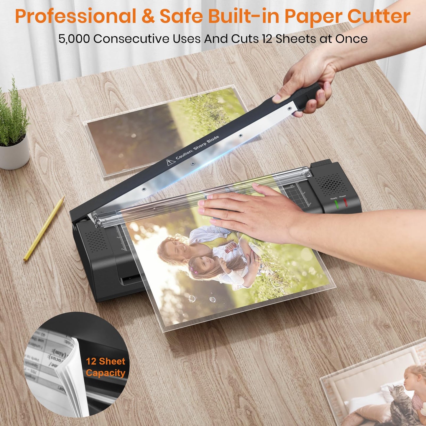 Gasbye 13-Inch Laminator Machine with Steel Paper Cutter, Thermal Cold Laminator with 13 Laminating Sheet, Corner Rounder, Jam Release Button for Home, Office, School, Teachers Use, Black