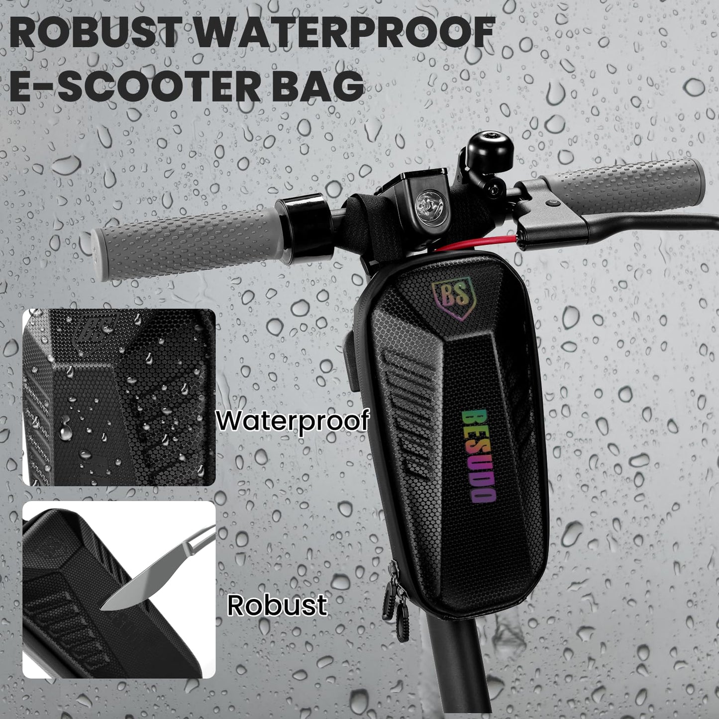 Besudo E Scooter Handlebar Bag - Waterproof 3L Storage Bag for Accessories Such as Lock, Charger - Compatible With Xiaomi MI Mijia M365 Sedway Ninebot