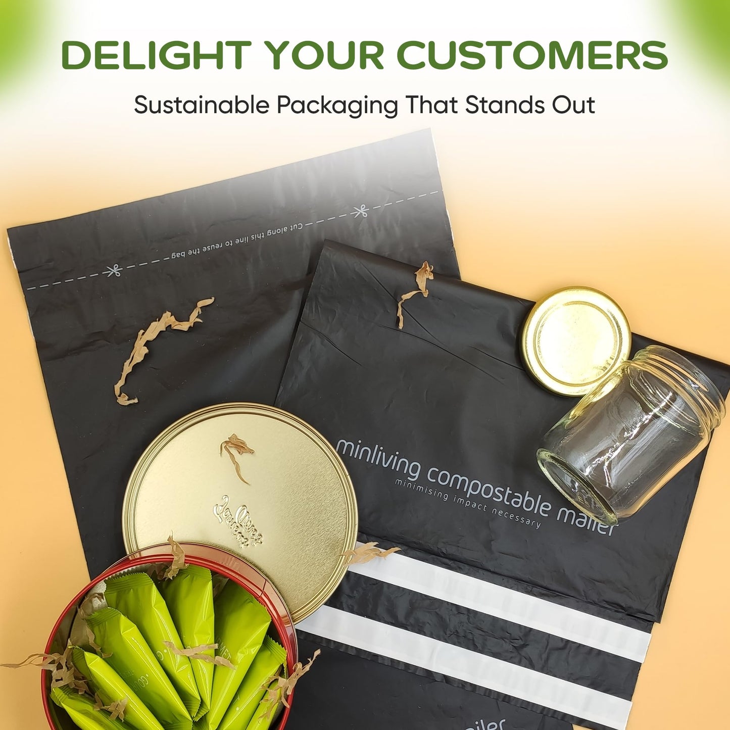 100% Compostable Biodegradable Mailers 10x13 inch (50 Pcs) Poly Mailers, Eco-Friendly Packaging Envelopes Pouches. Reusable Double Sealing, Extra Thick, Zero-Waste mailing Bags (M Size, 10" x 13")