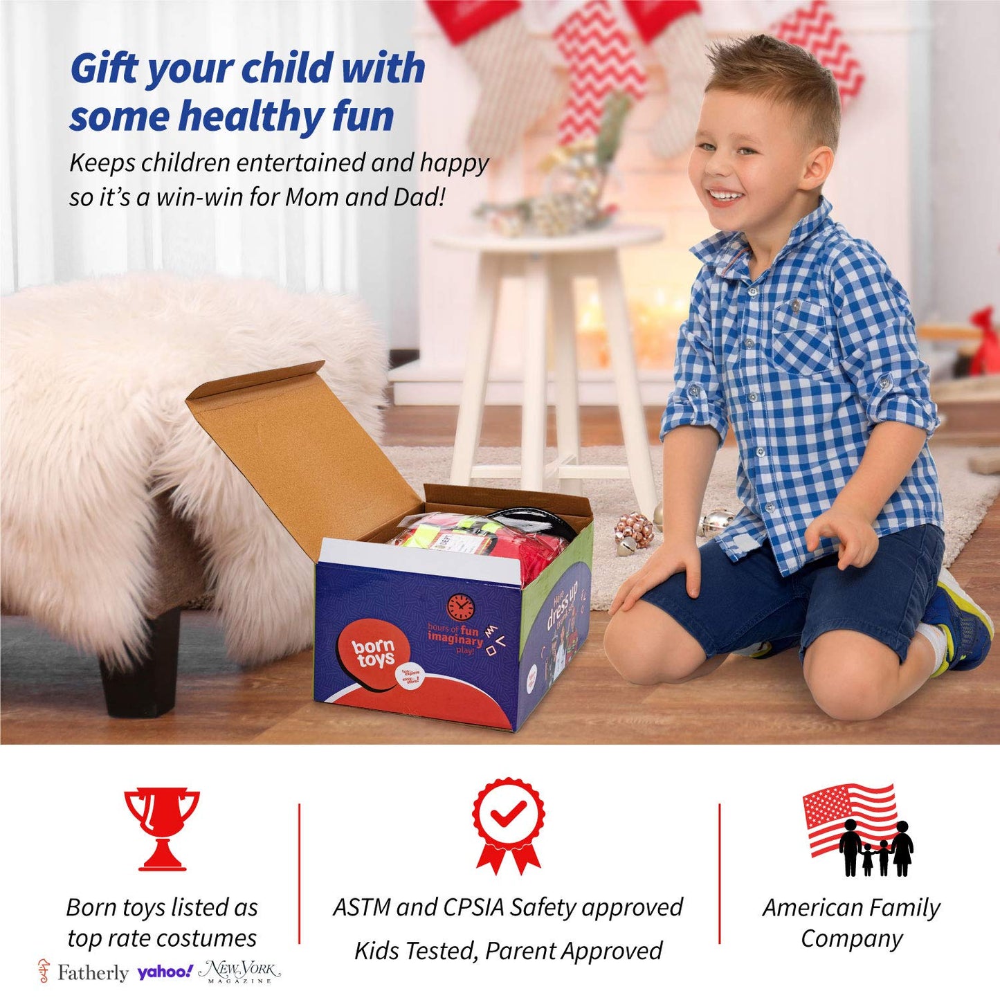 Born Toys Costume Dress Up & Pretend Play - Premium Hero First Responder Set - Fireman, Police & Doctor Set for Kids Ages 3-7