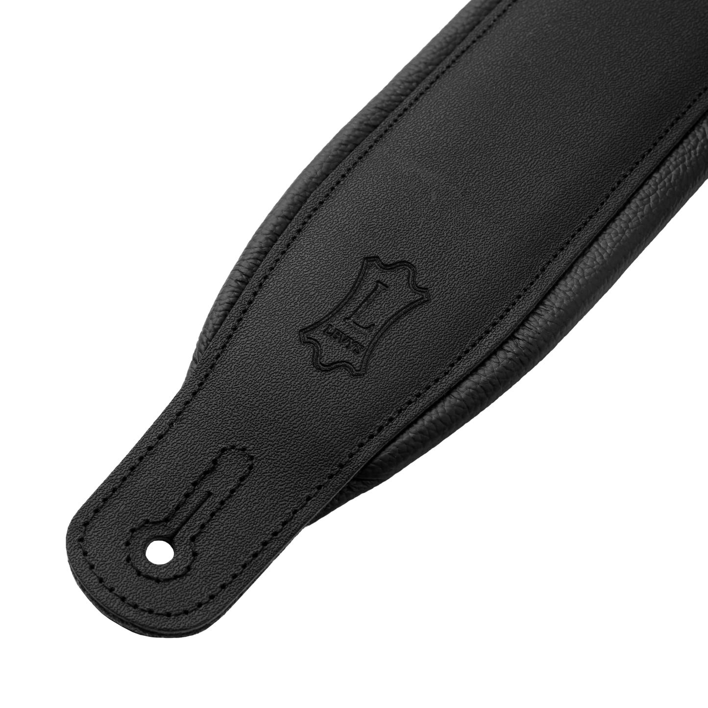 Levy's Leathers 3" Wide Amped Leather Series Guitar Strap with Foam Padding and Garment Leather Backing, Matte Black Finish(M26PD-BLK-MAT)
