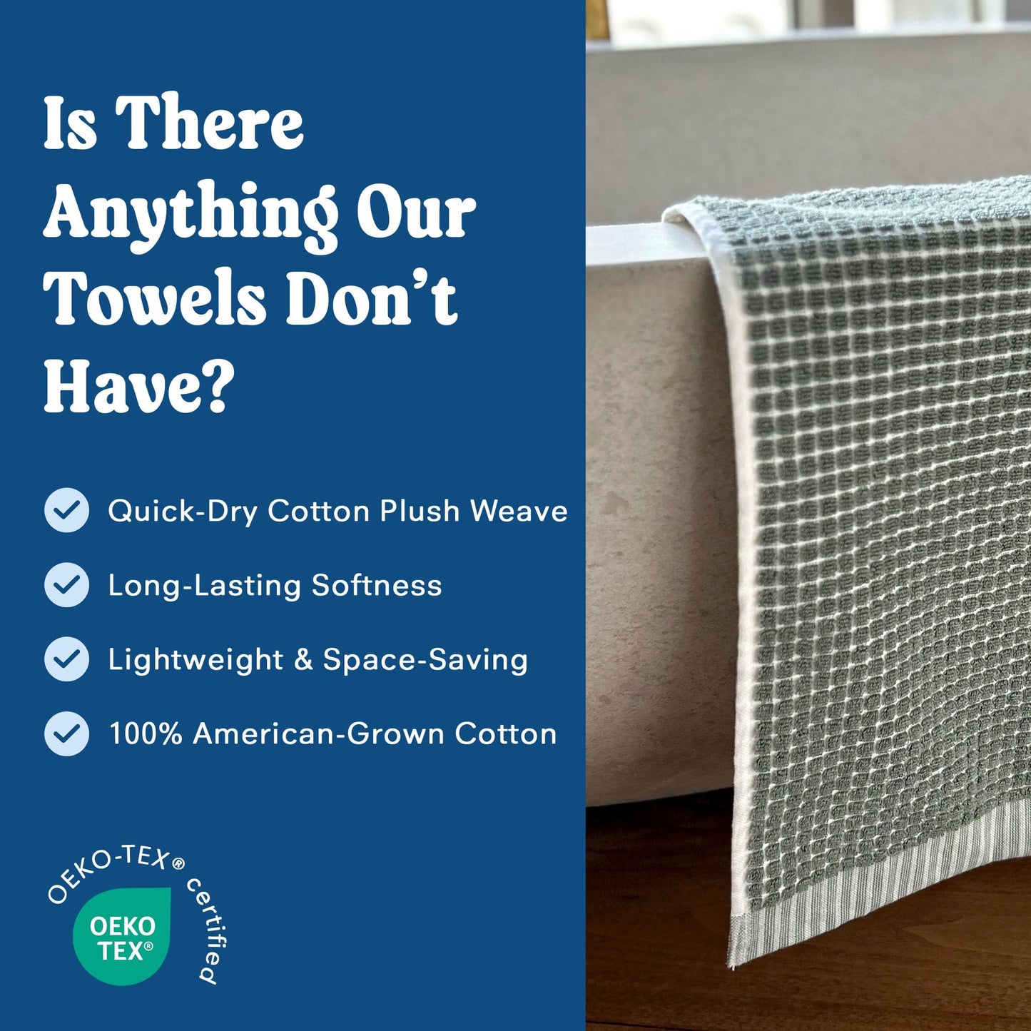 ONSEN Terry Cotton Towels (Spruce, 4X Face Towels) - Quick Drying, Lightweight, and Space Saving Design