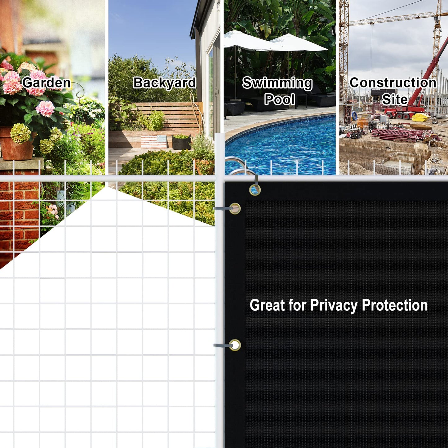 JAOTREL Privacy Fence Screen for Outdoor Decorative Fences - 4' x 50' HDPE Fabric with Durable Brass Grommets - Perfect for Privacy Barrier, Wind Blocking. Enjoy Noise-Free Privacy! (4 FT x 50 FT)