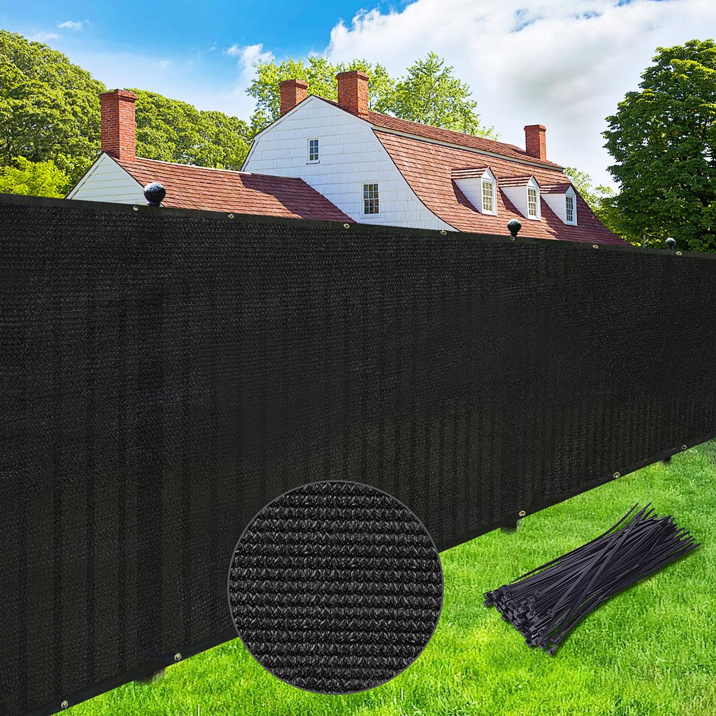 UPGRADE Privacy Screen Fence 4' x 50' Commercial 170GSM 90% Visibility Blockage Fence Panel with Brass Grommets Heavy Duty Perfect for Outdoor Backyard-Black