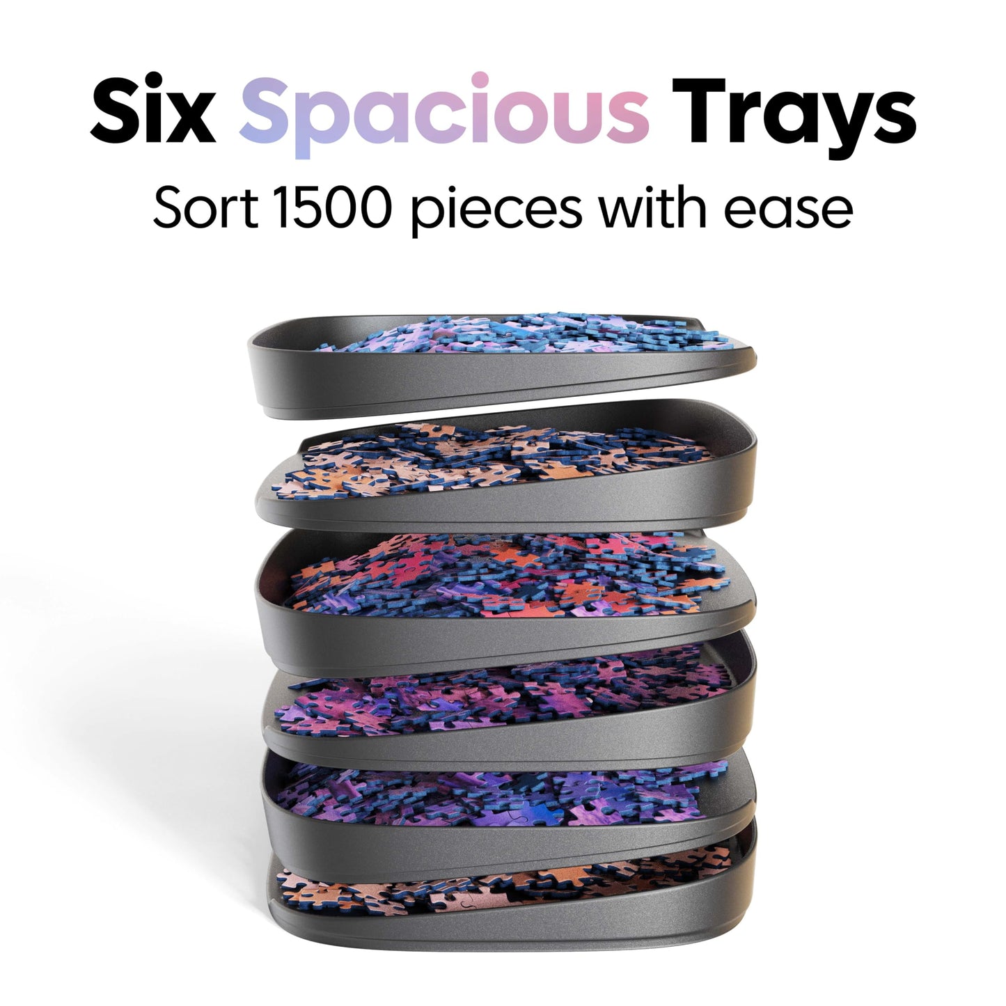 Puzzlup Stackable Puzzle Trays with Box Display Design - Set of 6 Unique Puzzle Sorting Trays - Up to 1500 Pieces - Premium Jigsaw Puzzle Accessory…