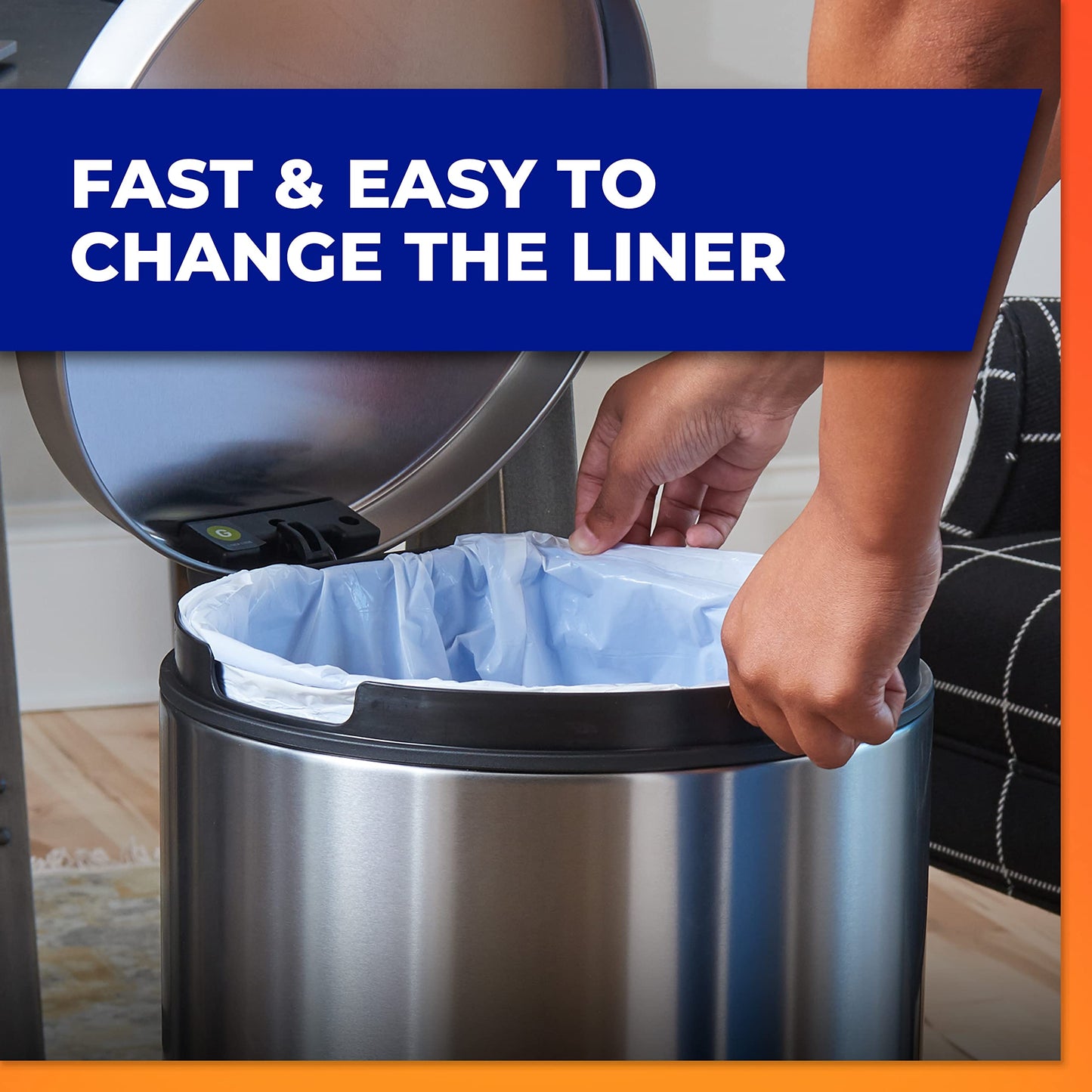 Hefty Made to Fit Trash Bags, Fits simplehuman Size G (8 Gallons), 100 Count (5 Pouches of 20 Bags Each)