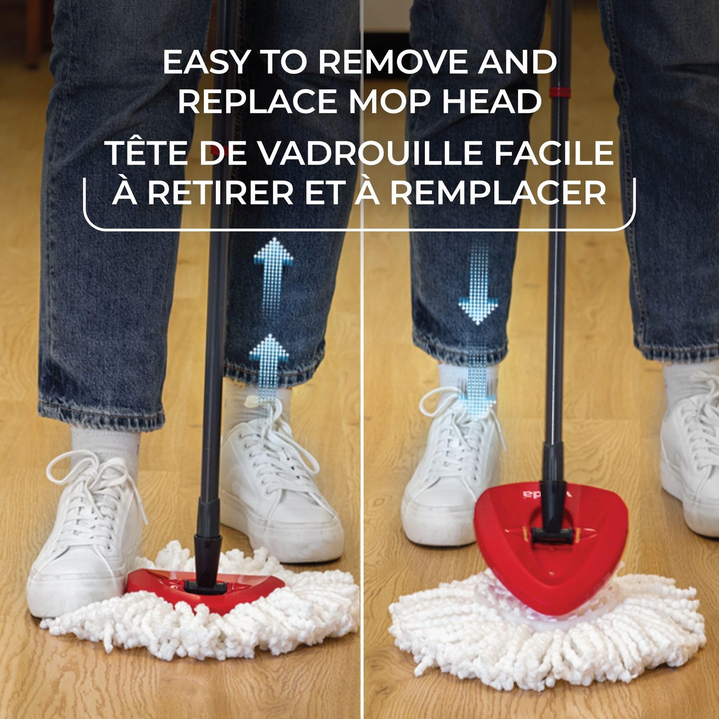 Vileda EasyWring Spin Mop System with 1 Extra Head Refill | Machine Washable & Reusable Mop Head | Hands-Free Wringing Mop Bucket | Extendable Handle | Safe on All Floor Types