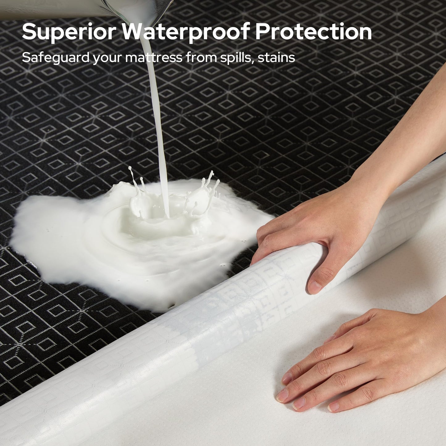Queen Mattress Protector, Waterproof Noiseless Mattress Cover with Deep Pocket for 6-18 inches Mattress, Soft & Breathable Mattress Pad Machine Washable (Dark Gray)
