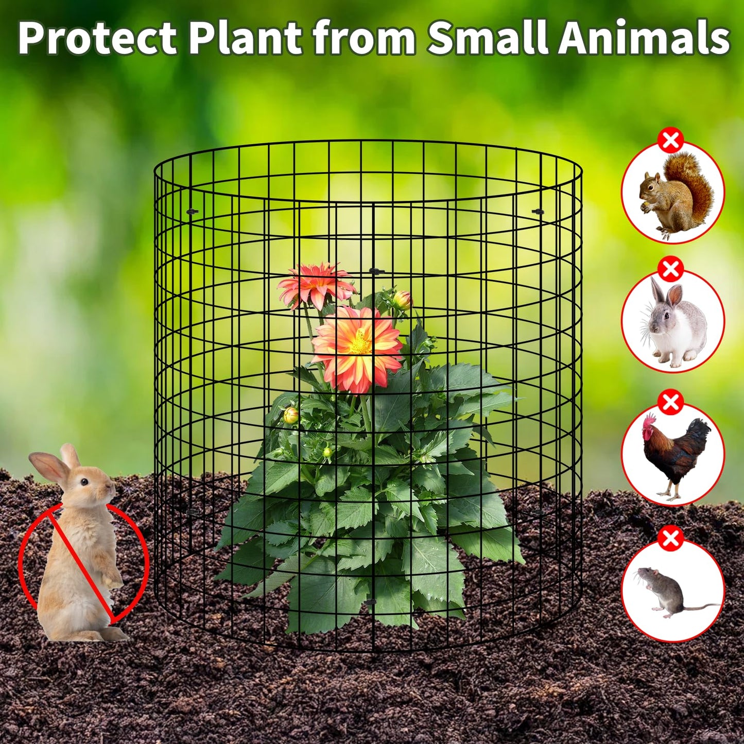 10 Set Garden Plant Protector from Animals with Ground Stakes 12.4" H X 16" D Metal Mesh Plant Cage Covers Sturdy Garden Rabbits Barricades Chicken Wire Cloche for Plants Shrubs Vegetables Flowers
