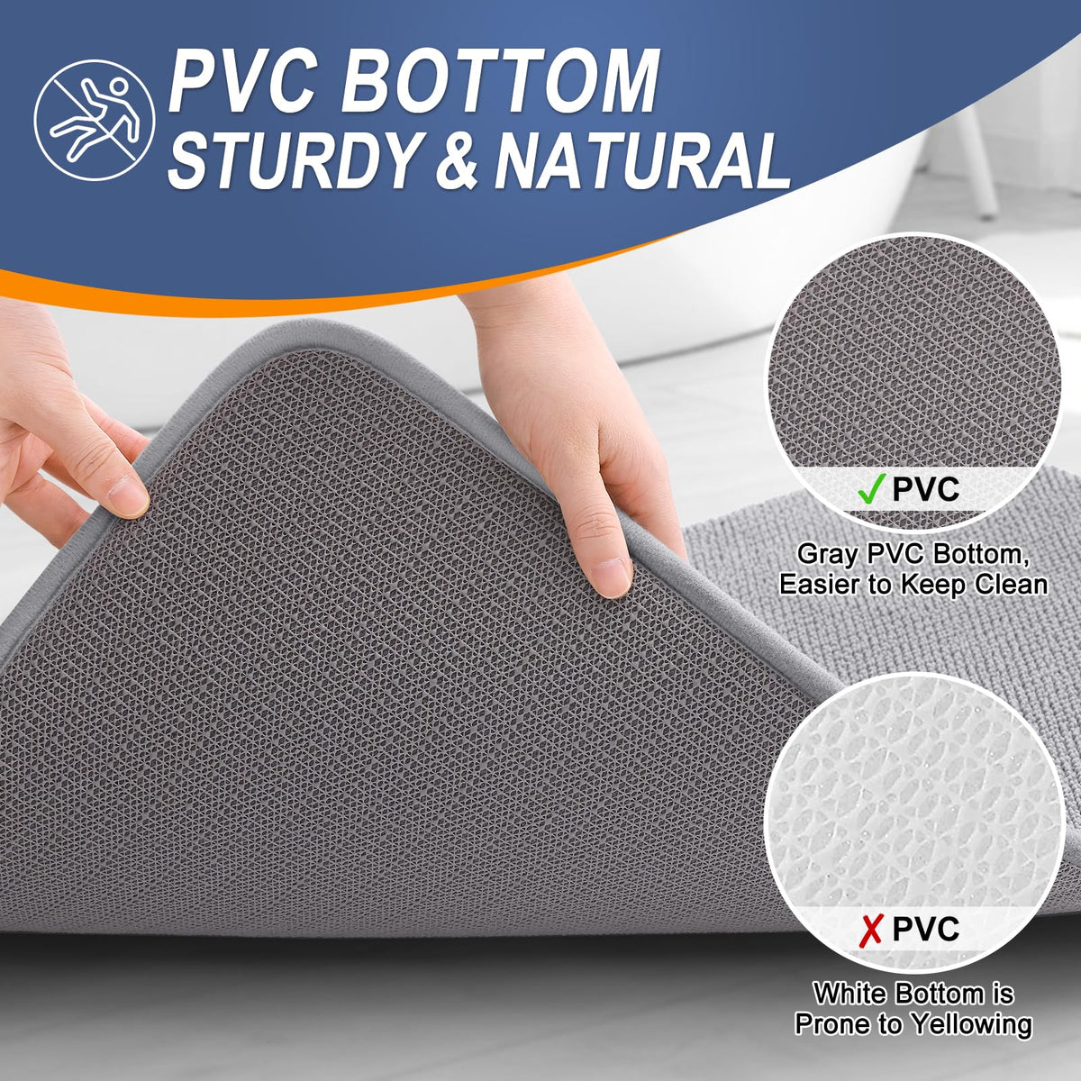 OLANLY Luxury Memory Foam Bath Mat, Extra Soft Absorbent Bathroom Mats, Quick Dry Bathroom Rugs, Non-Slip, Machine Washable Bath Mats for Bathroom Floor, Tub and Shower, 24x36, Grey
