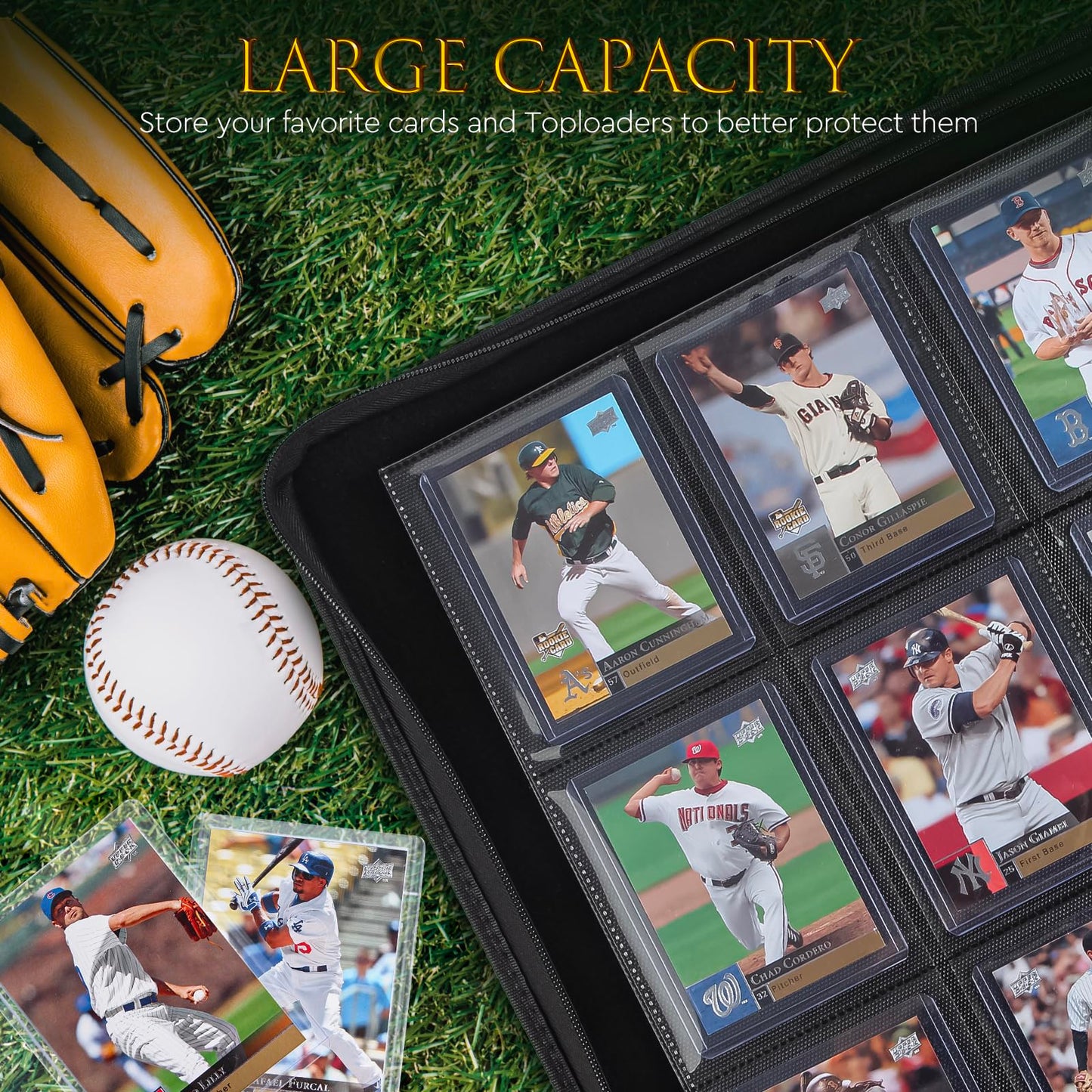JoyHood Top Loader Binder, Top Loader Collection Album for Trading Cards and Sports Card Holds 252 Top Loaders, Not for Cards WITHOUT a Top Loader (Dark, 9 Pockets)