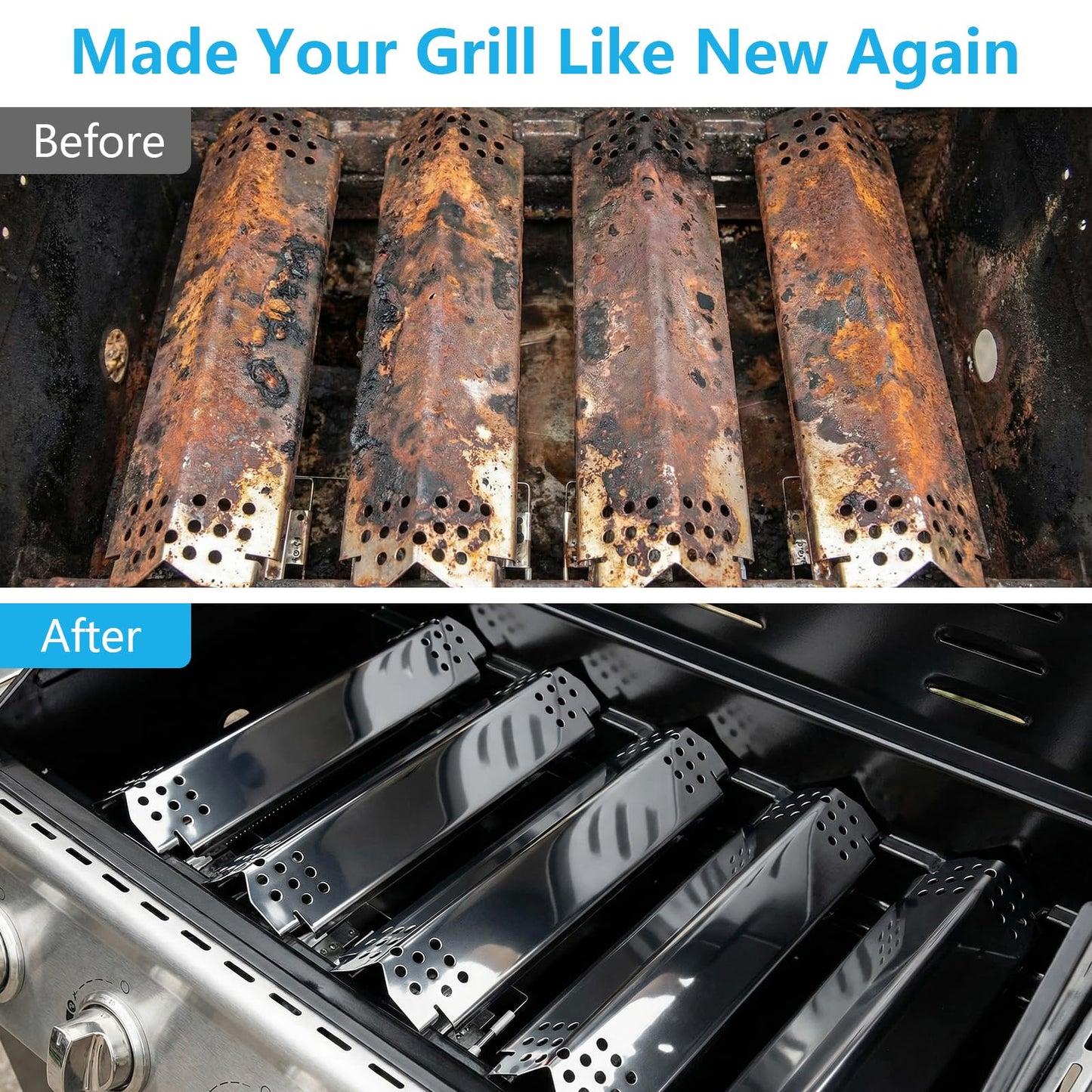 BBQ Heat Shields Barbecue Burners for Nexgrill 6 Burner 720-0896B 720-0898 720-0896 720-0830H 720-0888 720-0822A,Stainless Steel Heat Plate Flame Tamer for Nexgrill BBQ Replacement Parts,6 Pack