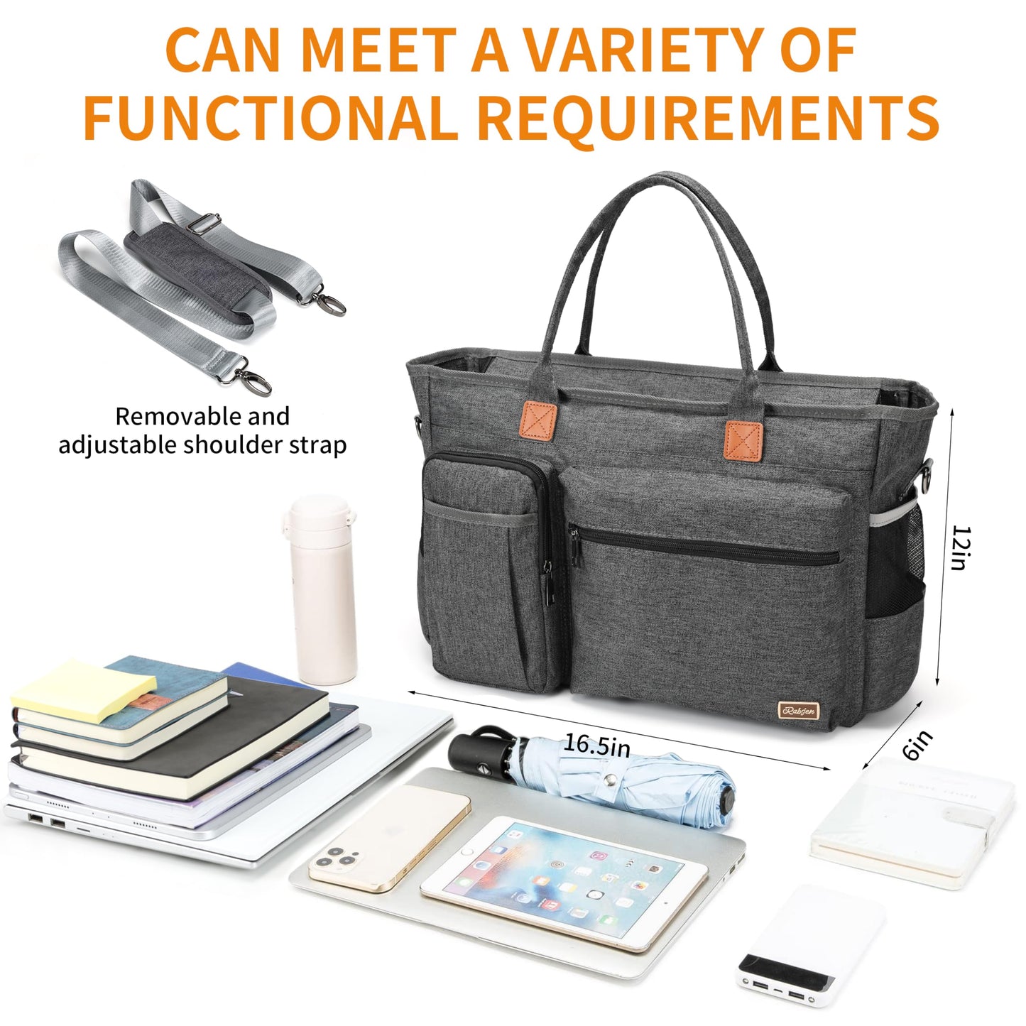 Laptop Tote Bag, Middle Size Computer Messenger Teacher Bag with 15.6'' Padded Laptop Sleeve