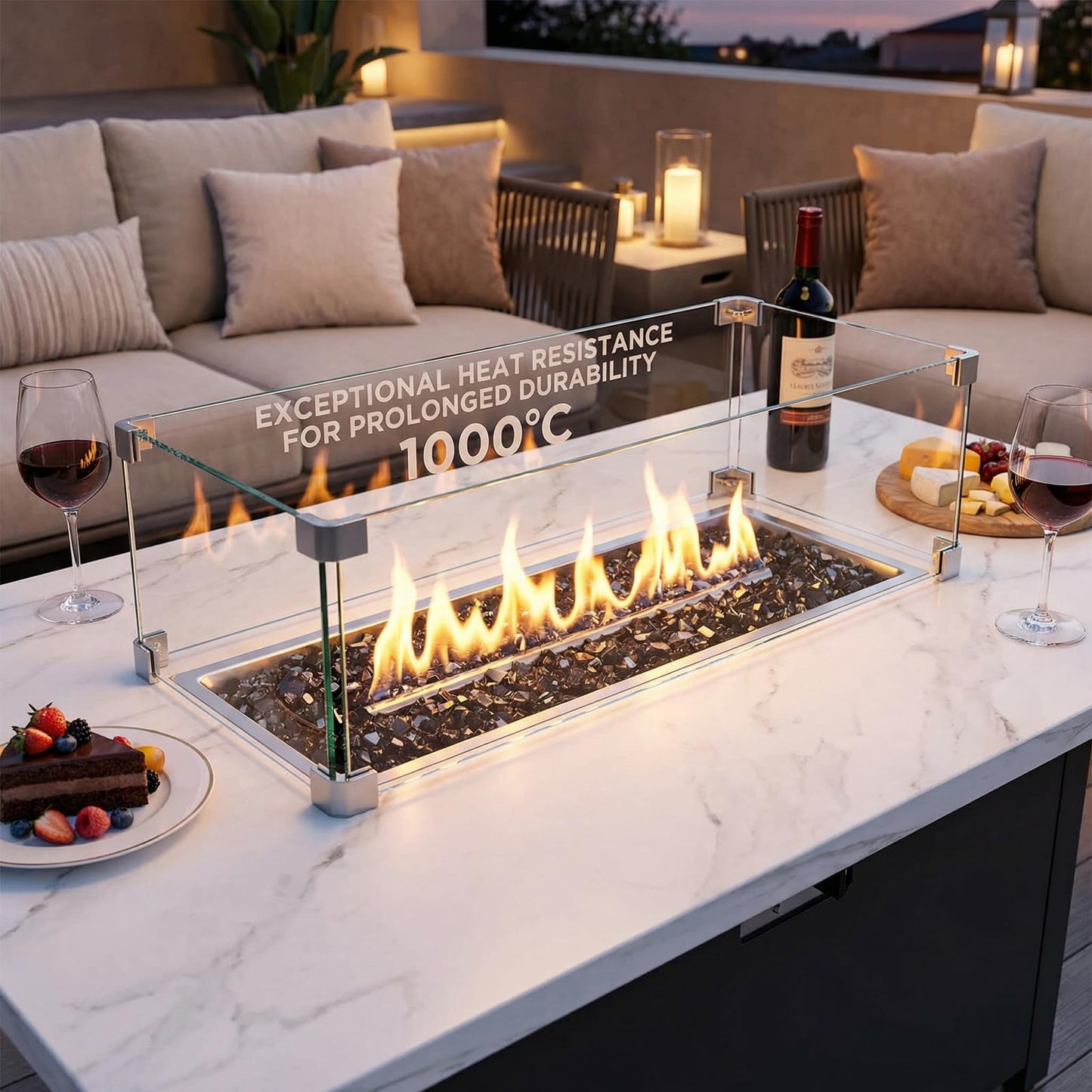 Goaste 12 Pound Fire Pit Glass, 1/2 Inch Reflective Fire Glass, Decorative Tempered Glass Rocks for Fire Pit, Fire Table, Gas Fireplace, Safe for Outdoors and Indoors, High Luster Onyx Black