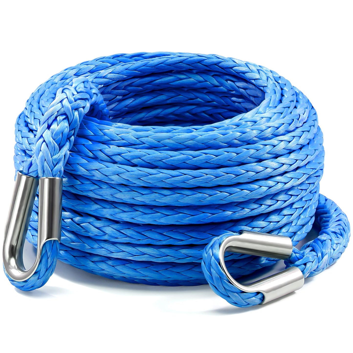 Kolvoii Winch Rope Extension 3/8 Inch x 50Ft 26,500 Lbs, Synthetic Winch Extension Cable Line for Off Road Vehicle ATV UTV Truck etc - Blue