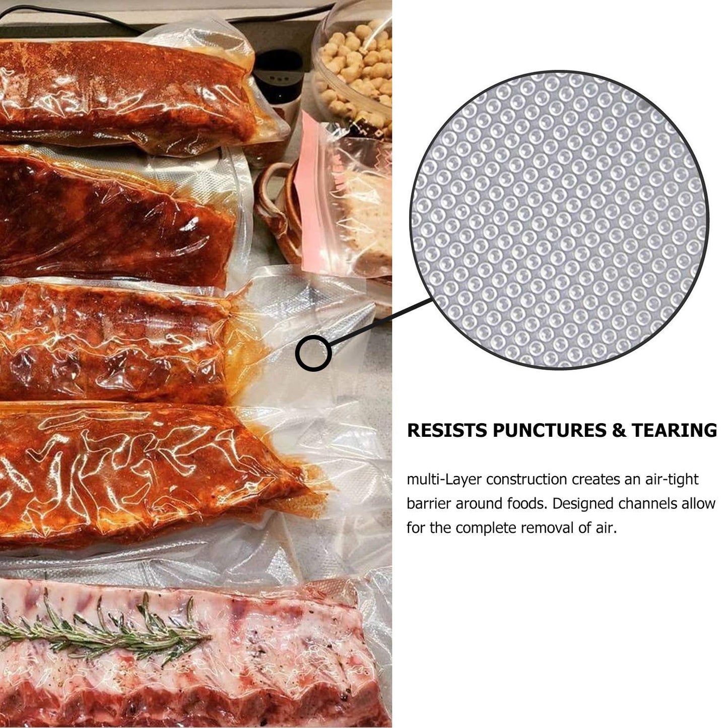 11’’ x 150’ Vacuum Sealer Roll Keeper with Cutter, Vacuum Sealer Bags for Food, Food Saver Bags Rolls, BPA Free, Commercial Grade, Great for Storage, Meal prep and Sous Vide
