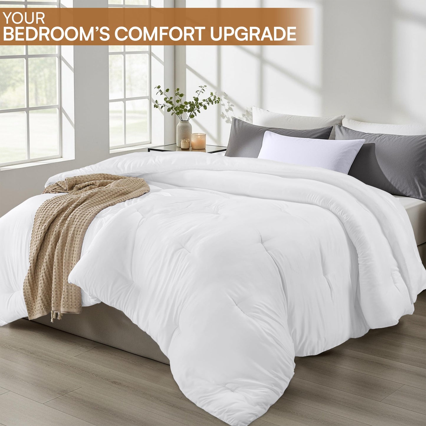 Utopia Bedding Comforters Twin Size, All Season Duvet Insert, Down Alternative Twin Comforter with Corner Tabs, Machine Washable Bed Comforter 64 x 88 Inches (White)