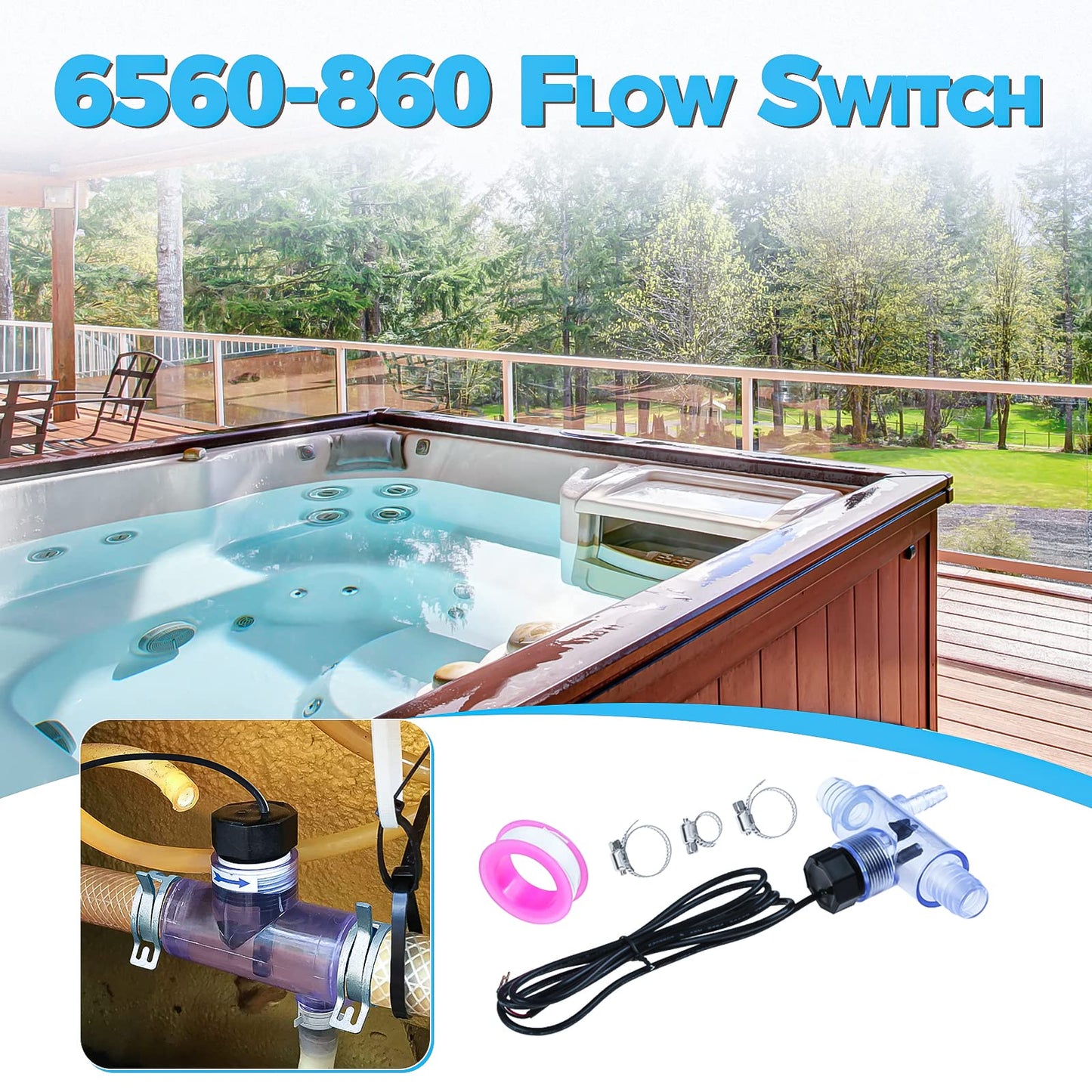 Lemfema 6560-860 Flow Switch Assembly Replacement Part for Sundance Spas, Jacuzzi Spas, Hot Tub Flow Switch Replace 6560-858