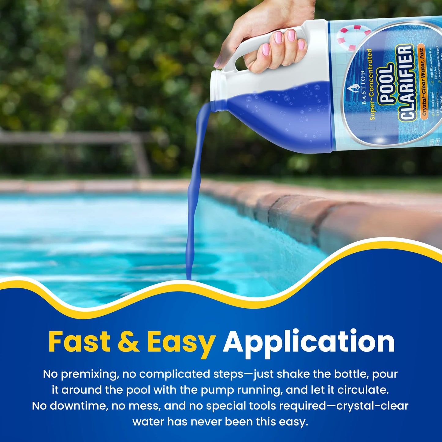 Pool Clarifier & Water Flocculant – Super Concentrated Blue Floc for Cloudy Above Ground & Inground Swimming Pools – 64 oz – Chlorine, Saltwater, Chemicals Compatible – 1 oz Treats 5,000 Gallons