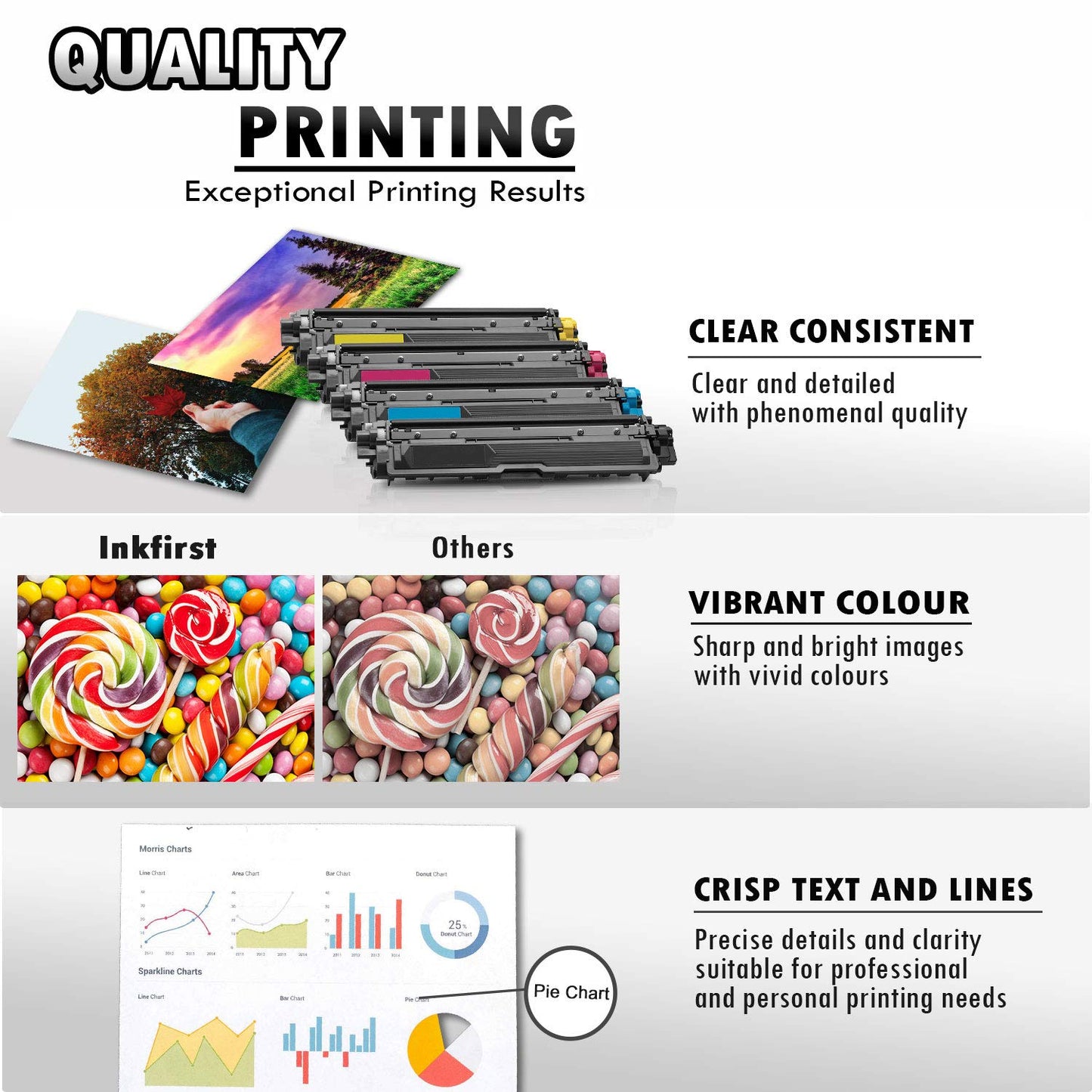 1 Set of 4 Inkfirst® Toner Cartridges Compatible Remanufactured for Brother TN221 TN225 Black Cyan, Magenta, Yellow MFC-9340CDW HL-3170CDW HL-3170CW HL-3140CW MFC-9130CW MFC-9330CDW TN221BK TN225C TN225M TN225Y