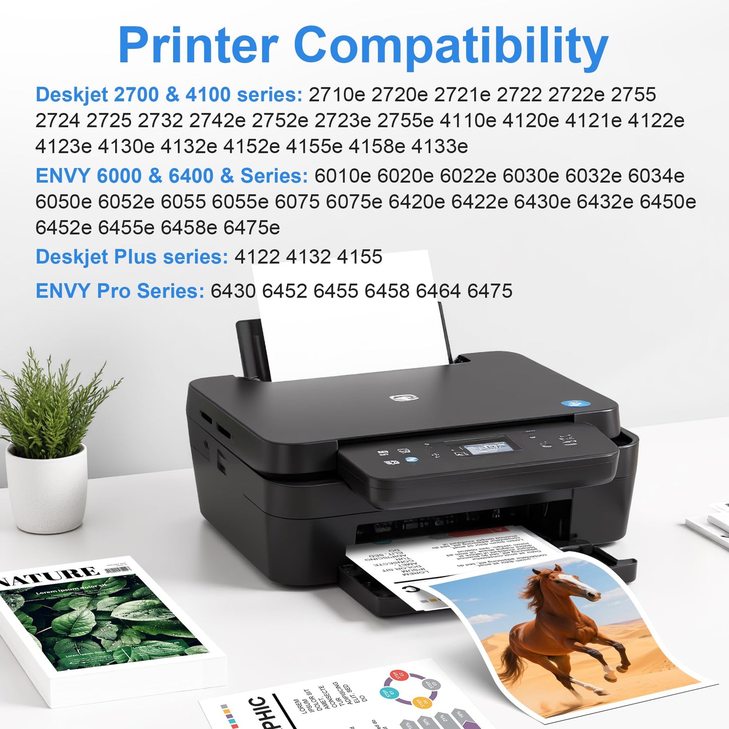 Remanufactured Ink Cartridges Replacement for HP 67XL Printer Ink for 2700 2700e 2755 2755e 4100 4100e 4155 4155e 6000 6055 6055e 6400 6455e 6458e Printer (1 Black 1 Tri-Color, 2Pack)