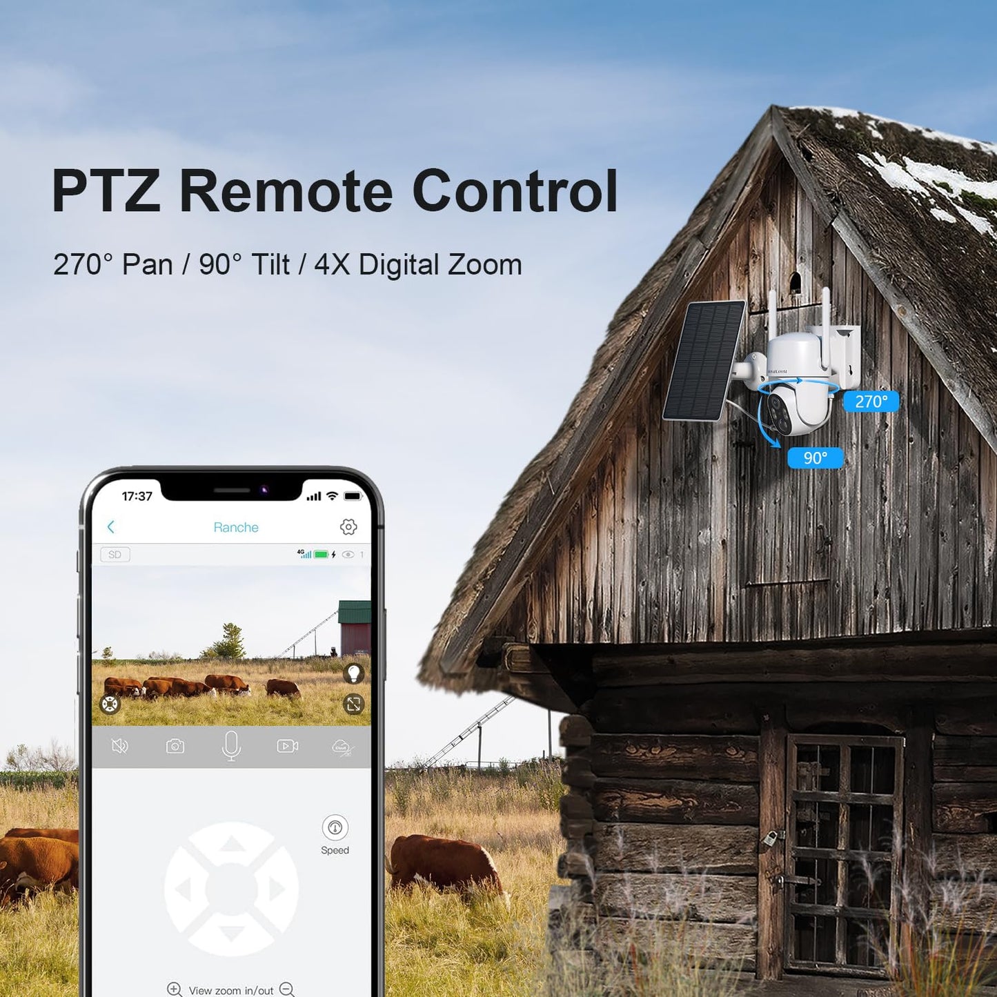 4G LTE Cellular Security Camera Wireless Outdoor, Wireless Security Camera Outdoor No WiFi, Outdoor Security Camera Solar Powered, 2K HD, PTZ 360° View, Smart PIR Motion Detection, 2 Way Talk, 2 Pack