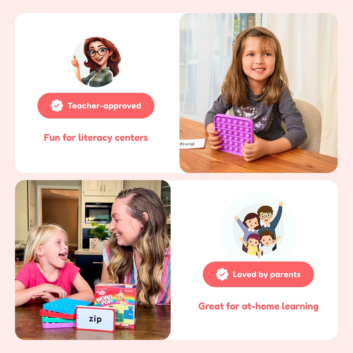 THE FIDGET GAME Word Pop, CVC Words - Learn to Read in Weeks - Multisensory Reading & Phonics Interactive Game Ideal for Pre Kindergarten to 1st Grade (Packaging May Vary)