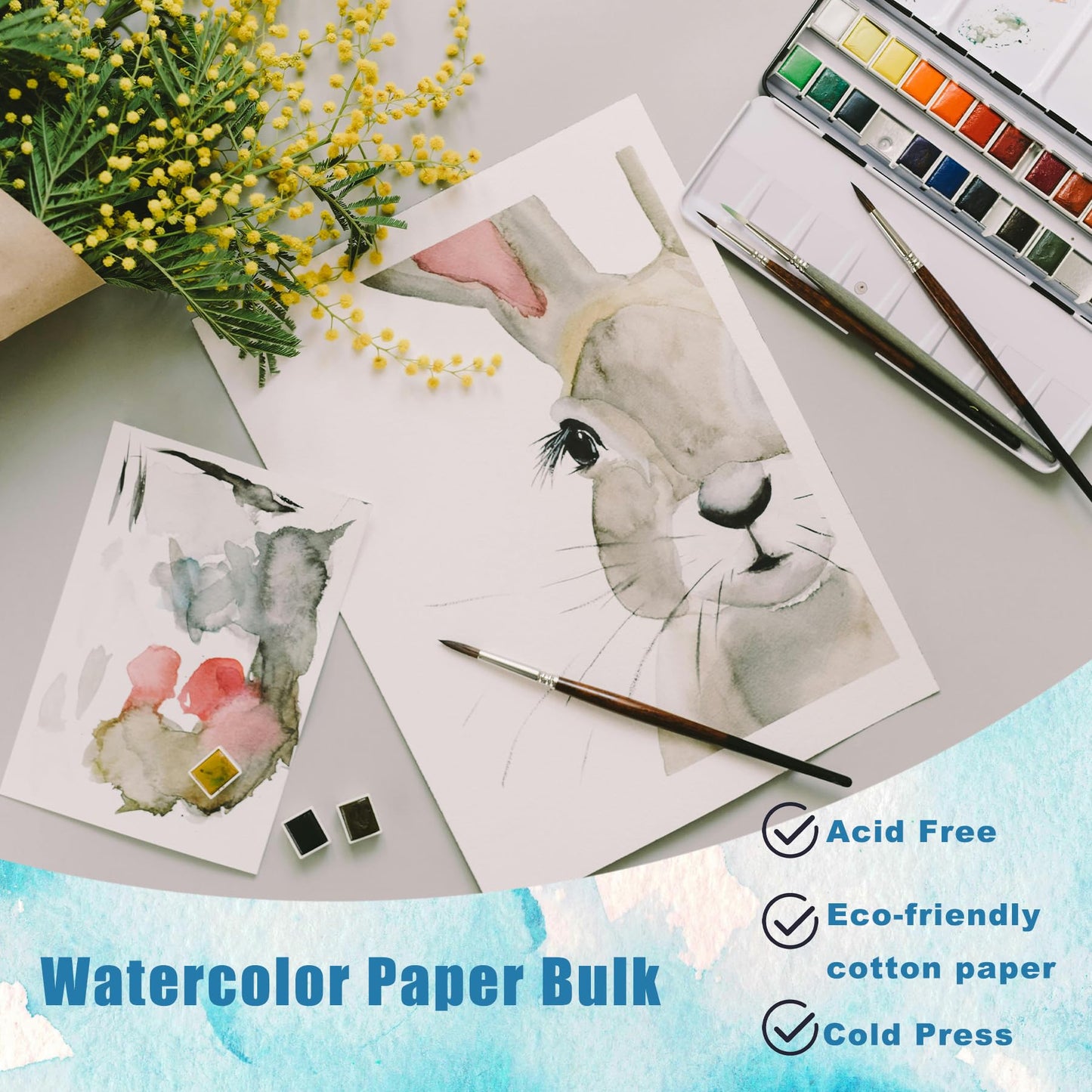 Watercolor Paper, 120 Sheets 140 lb/300 GSM Watercolor Paper Bulk for Artists, Sketch Painting (8.5 x 11 Inch)