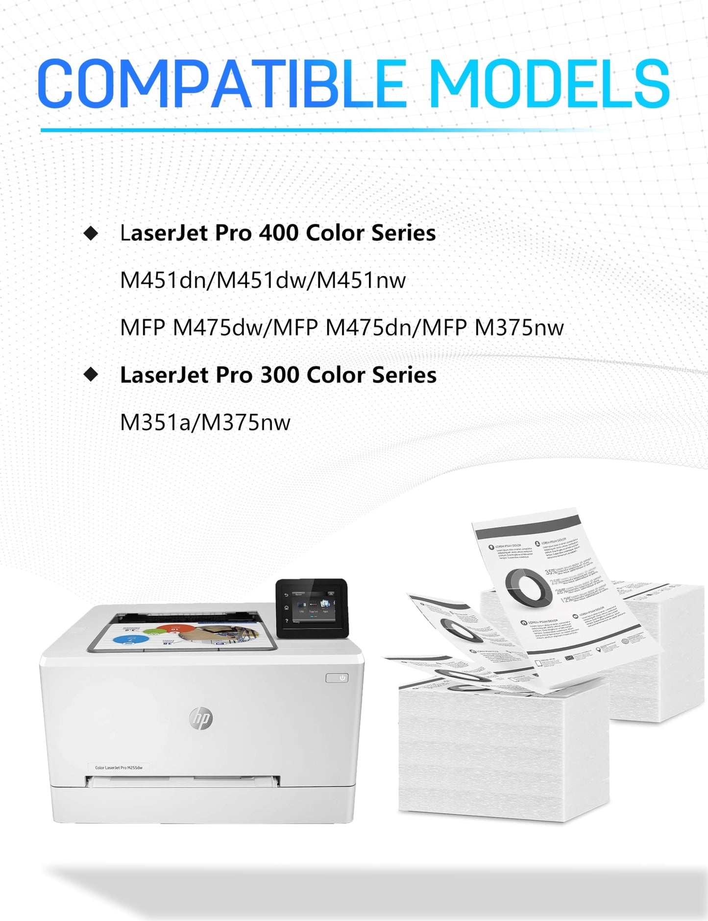 rito4colors 305a Toner Cartridge Replacement for 305A CE410A Compatible with Pro 400 Color M451dw M451dn M451nw MFP M475dw M475dn M375nw Printer(Black, Cyan, Magenta, Yellow)