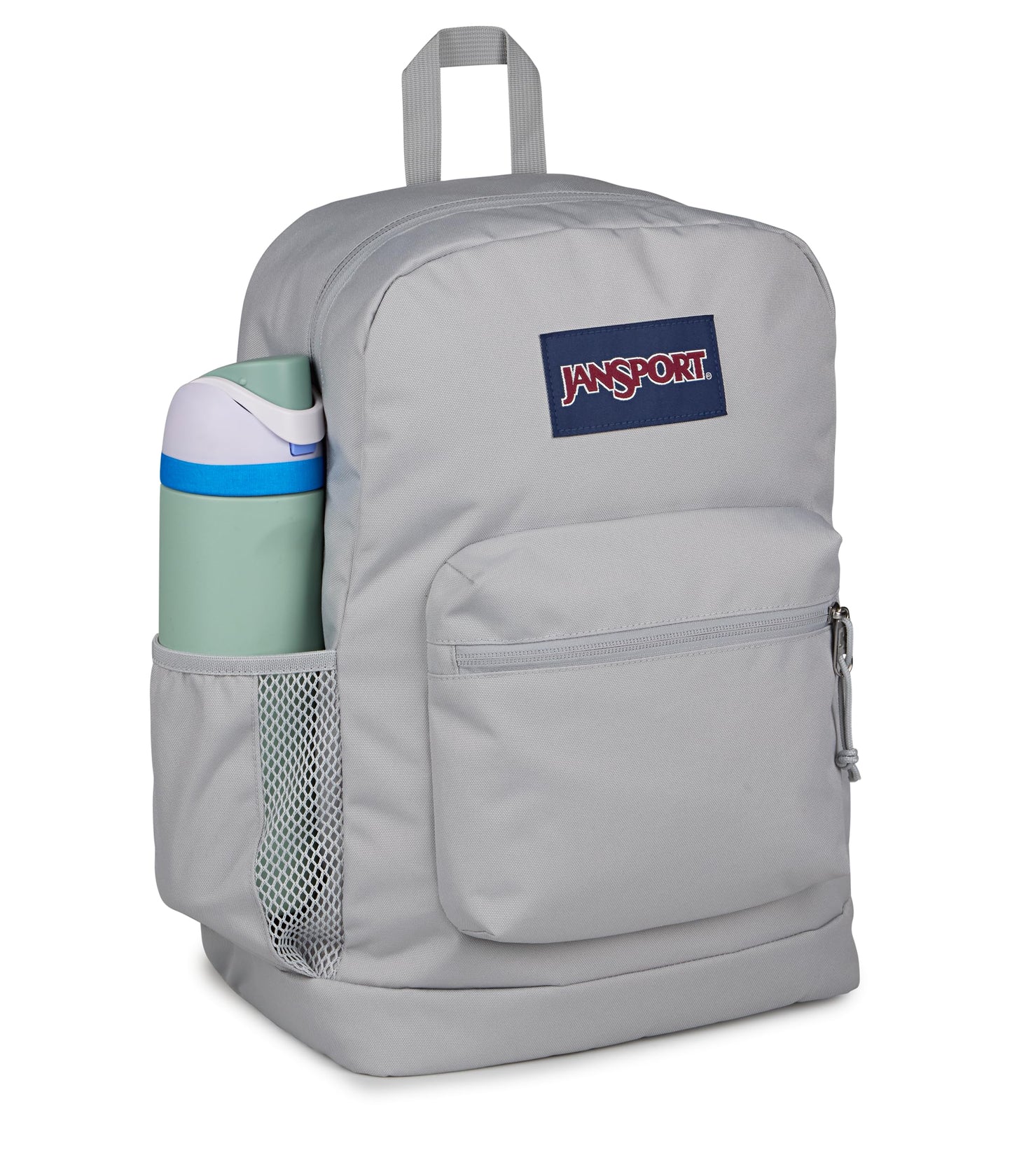 JanSport Cross Town Plus Backpack - Large Main Compartment, Side Water Bottle Pocket, 15-Inch Padded Laptop Sleeve - Grounded Grey