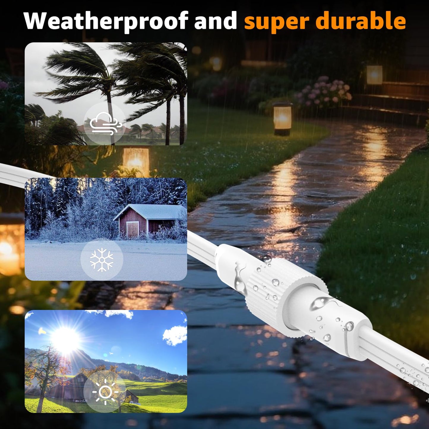 Norward Cable for Govee Permanent Outdoor Lights, IP68 Waterproof Power Cord, Compatible with Govee H705A H705B H705C and Other Outdoor Lighting Systems (16FT)