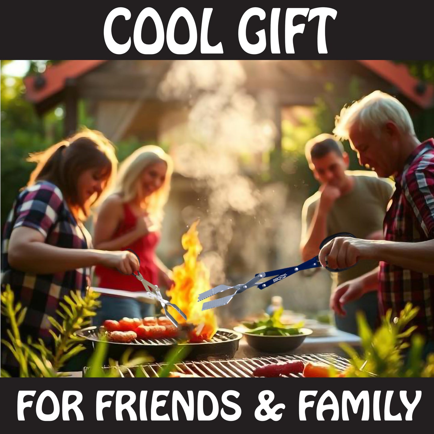 BBQ Croc 3 in 1 Barbecue Tool 15-inch - Extra Light Tongs, Spatula and Grill Scraper (Green) (15 inch (Pack of 2))