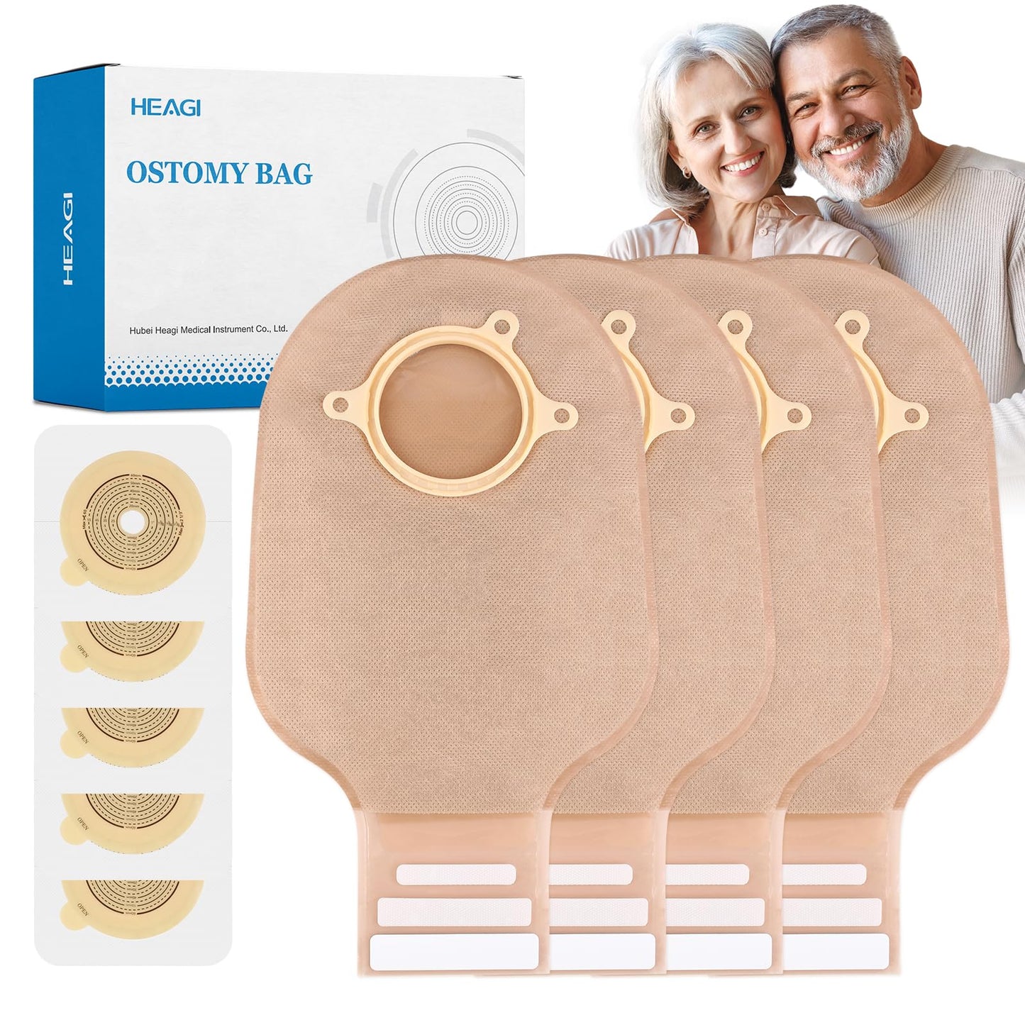 30 PCS Ostomy Supplies – 20 PCS Colostomy Bags + 10 PCS Skin Barriers, Two-Piece Drainable Ostomy Pouches, Cut-to-Fit, 60mm Max, for Ileostomy, Urostomy, Stoma Care