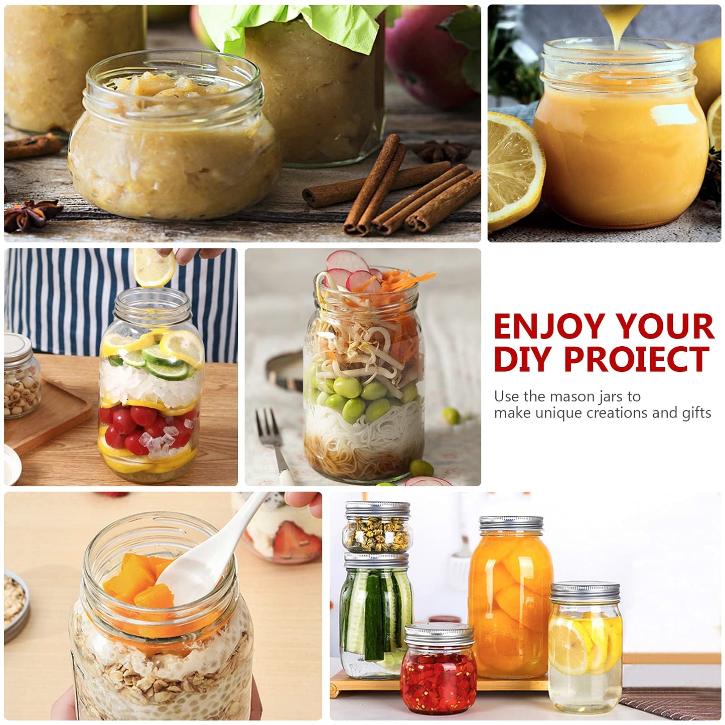 10 oz Glass Mason Jars, 24 Pack 300ml Canning Jars with Regular Mouth Lids, Glass Jars Storage Containers for Overnight Oats, Jam, Jelly, Honey, Beans, Spice, Wedding Party Favors, Shower Favors