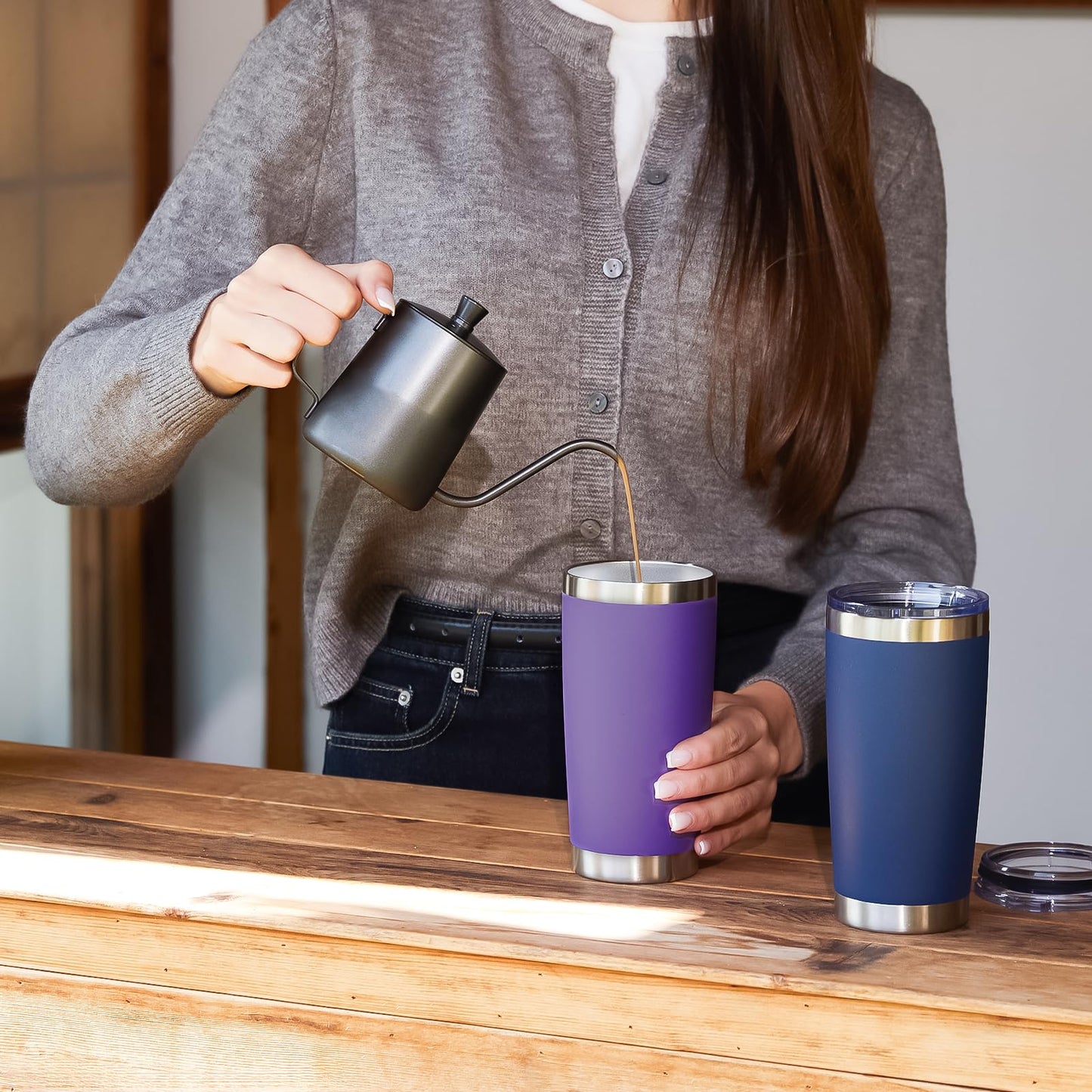 MEWAY 20oz Tumbler Double Wall Vacuum Insulated Travel Mug Bulk, Mix Color Stainless Steel Tumblers with Lid and Straw, Durable Powder Coated Coffee Cups for Cold & Hot Drinks