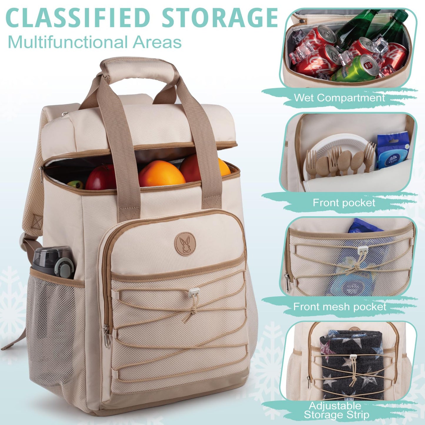 Cooler Backpack with Padded Top Handle,Lightweight Back Pack Coolers Insulated Leak Proof,Large Capacity Ice Chest for Women Men Beach Camping Picnic Fishing Hiking