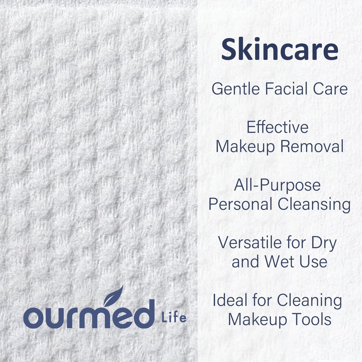 Ourmed Life Disposable Face Towels, Ultra Soft Biodegradable Facial Wipes for Sensitive Skin, Dry Wipes for Makeup Remover & Skincare, Travel Pack - 600 Count