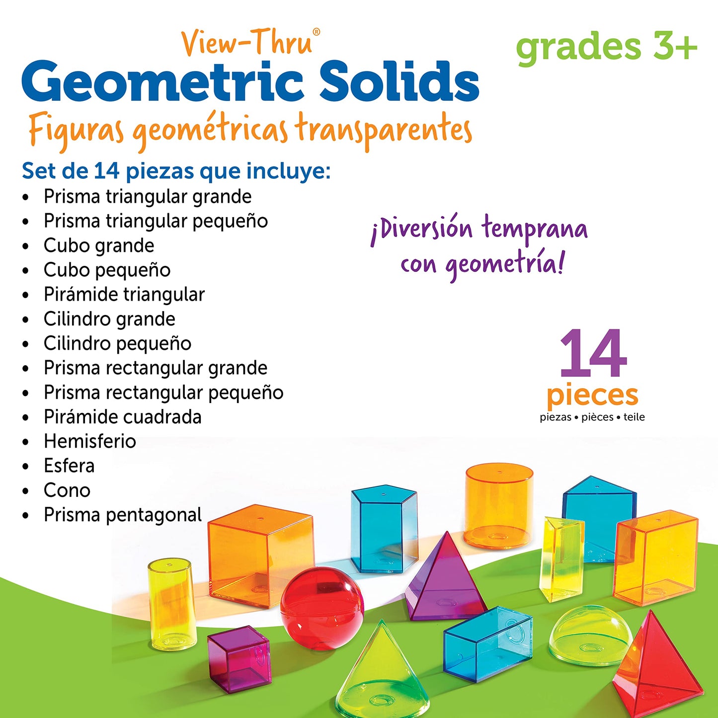 Learning Resources View-Thru Geometric Solids - 14 Pieces, Grades 3+ Math Learning Tools for Kids