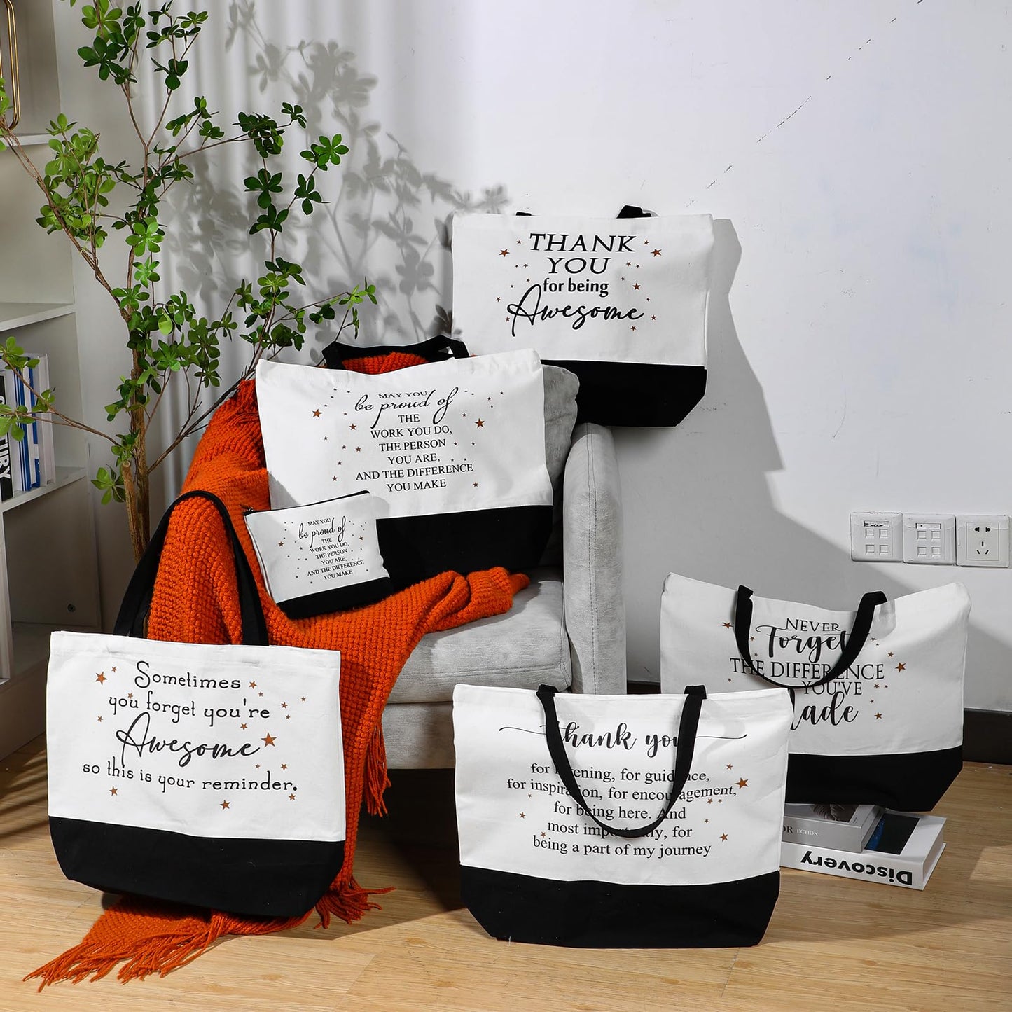 Cunno 24 Pcs Thank You Canvas Tote Bags for Women Employee Appreciation Gift Bulk for Medical Assistant Vet Tech Week